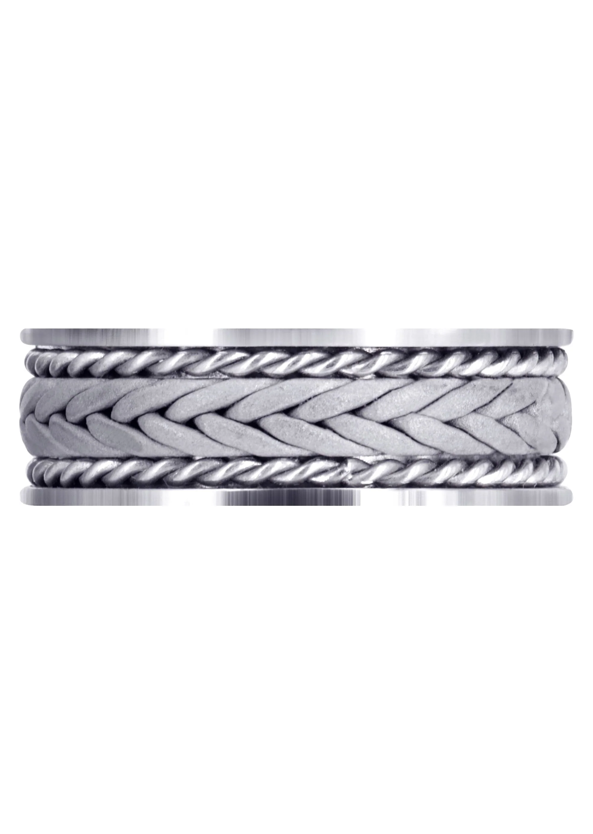 Hand Woven Unique Mens Wedding Band | Sand Blast Finish (Calvin) - Image 2