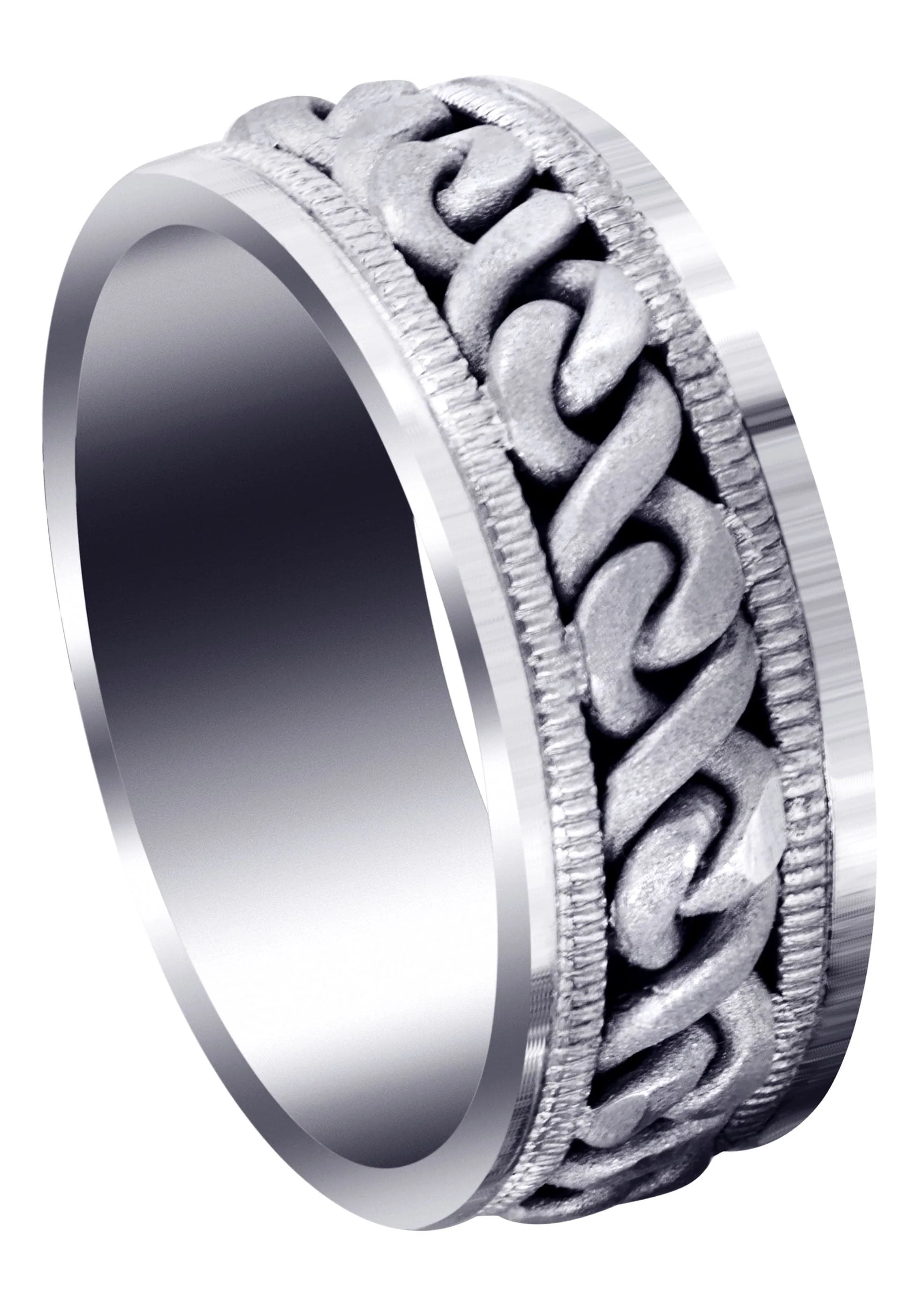 Hand Woven Mens Wedding Band | Sand Blast Finish (Braxton)