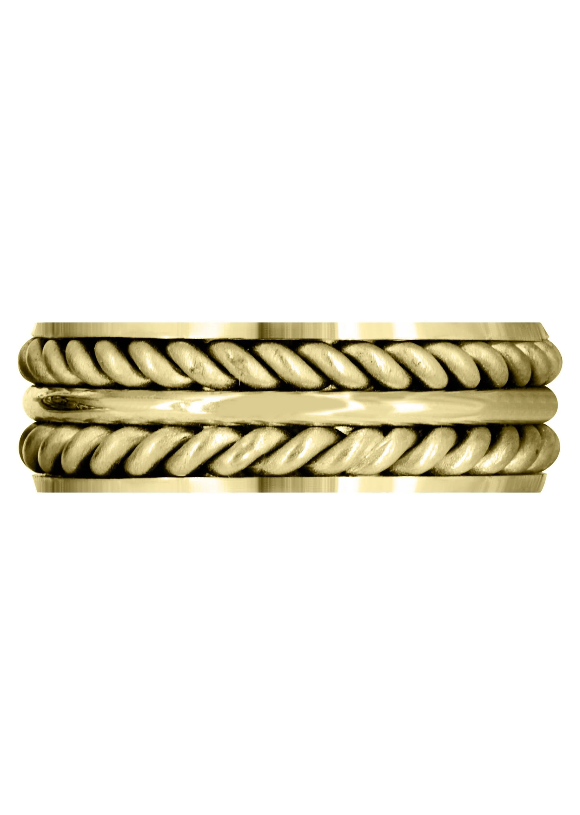 Yellow Gold Hand Woven Mens Engagement Ring | Cross Satin Finish (Erick) - Image 2