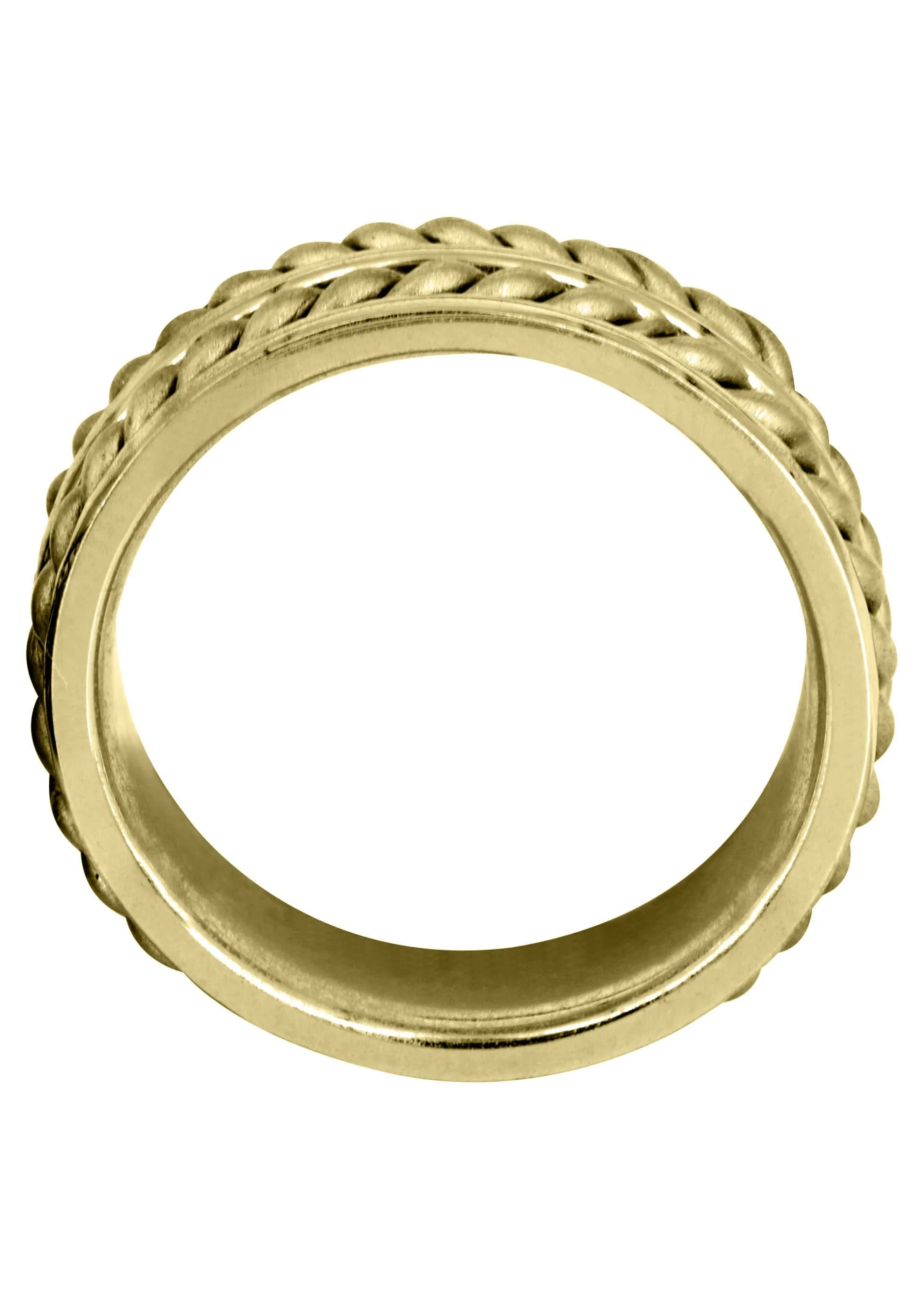 Yellow Gold Hand Woven Mens Engagement Ring | Cross Satin Finish (Erick) - Image 3