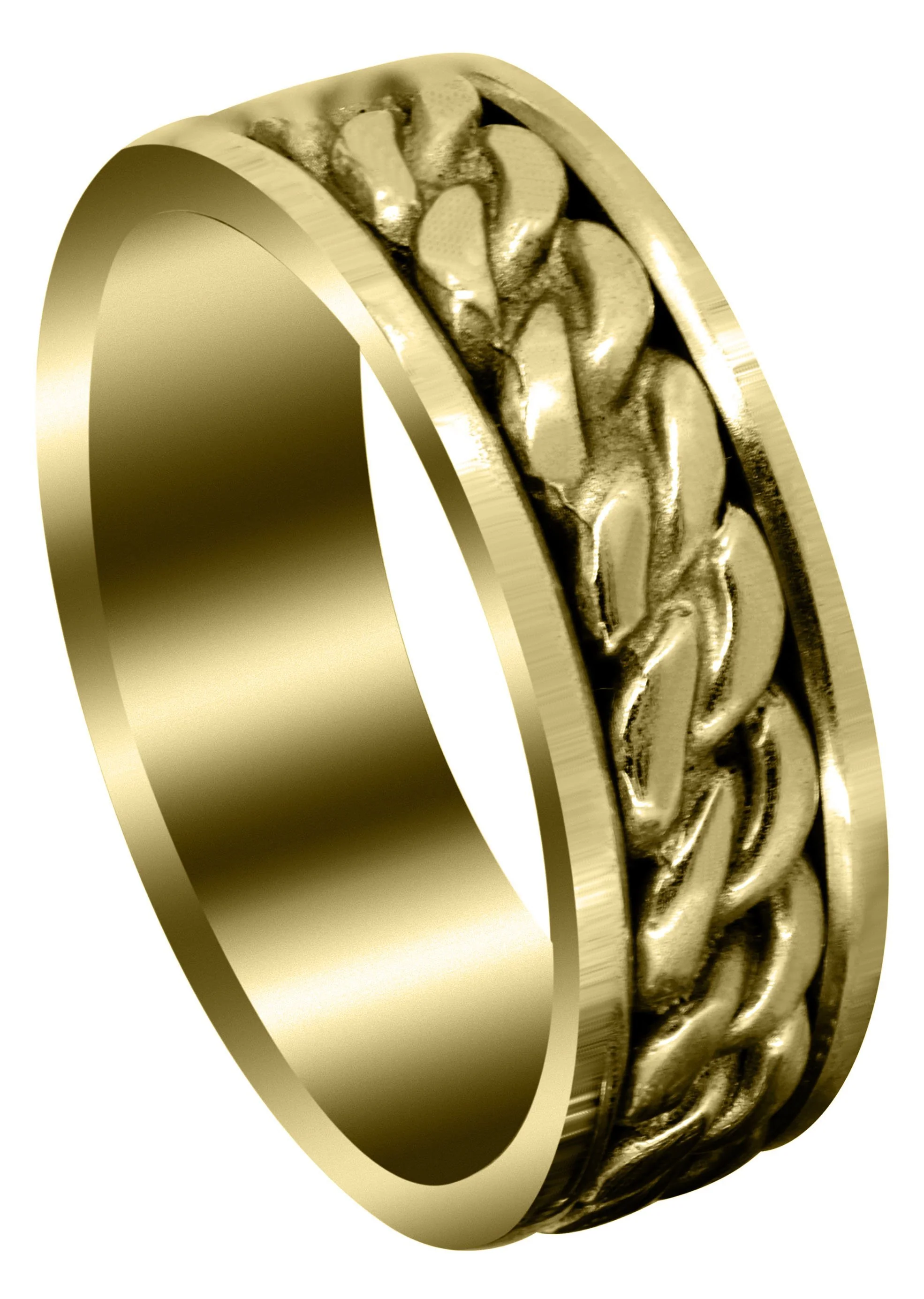 Yellow Gold Hand Woven Mens Wedding Band | High Polish Finish (Dean)