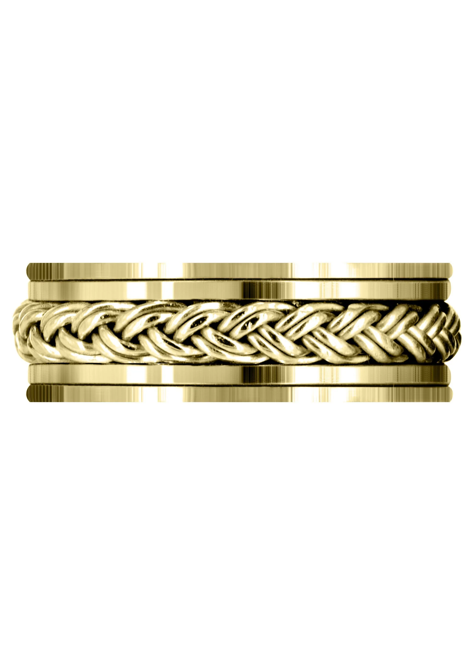 Yellow Gold Hand Woven Unique Mens Wedding Band | High Polish Finish (Marcus) - Image 2