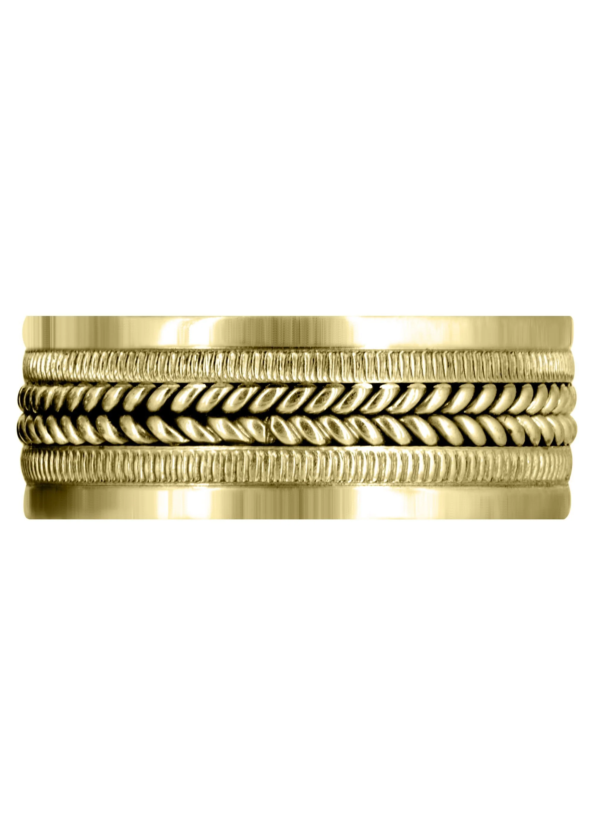 Yellow Gold Hand Woven Mens Wedding Band | High Polish Finish (Alan) - Image 3