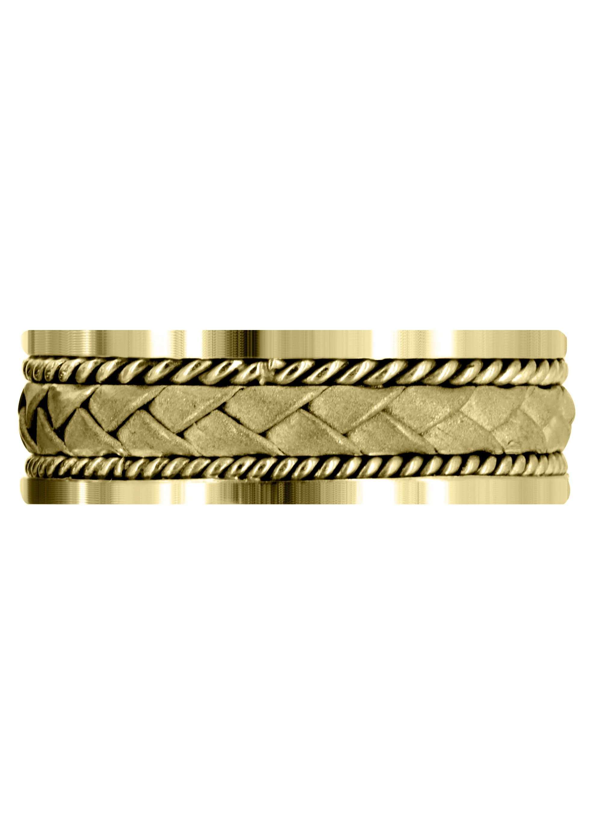 Yellow Gold Hand Woven Mens Wedding Band | Sand Blast Finish (Jeremy) - Image 2