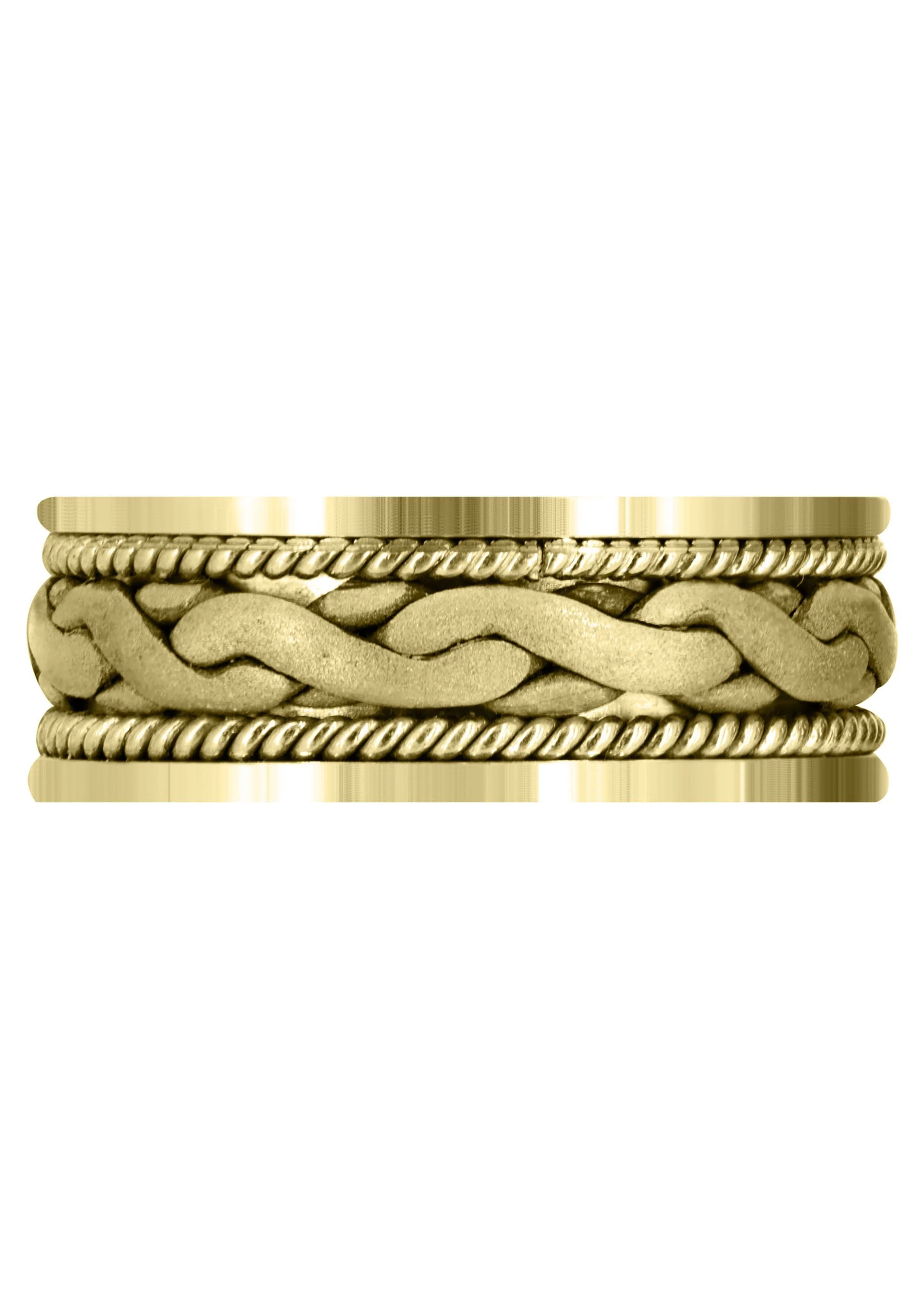 Yellow Gold Hand Woven Mens Wedding Band | Sand Blast Finish (Bryan) - Image 2