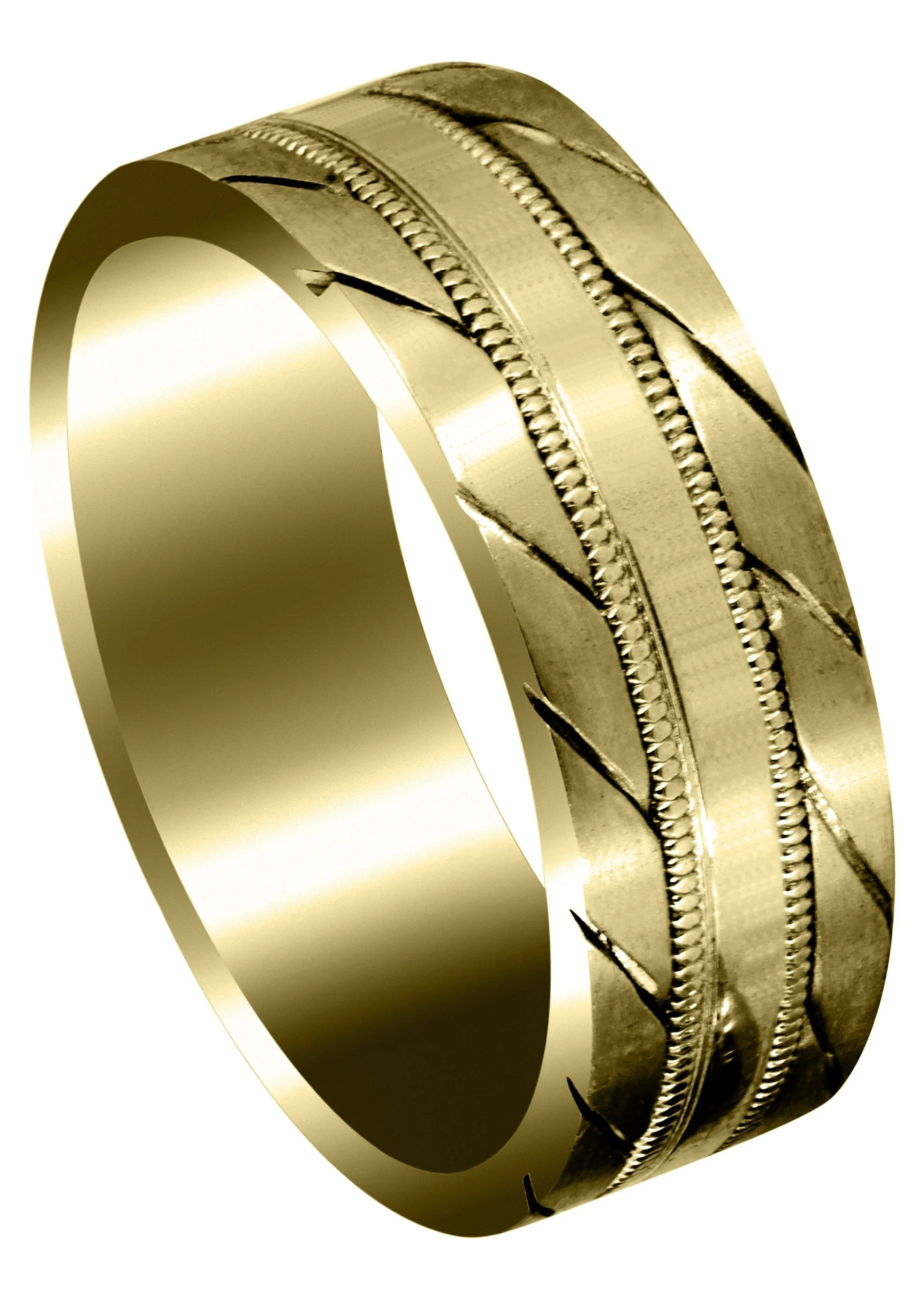 Yellow Gold Hand Woven Mens Wedding Band | Satin Finish (Avery)