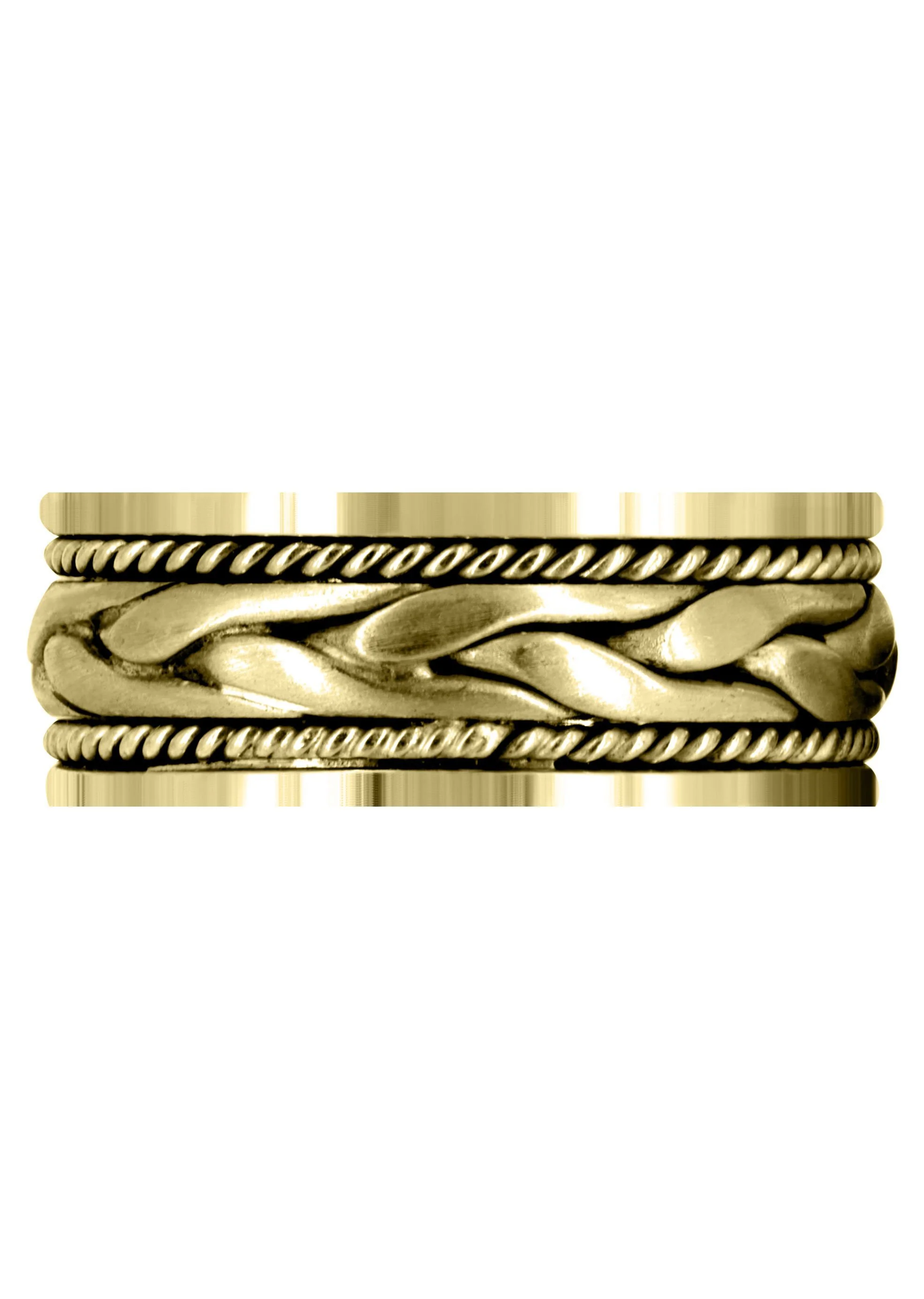 Yellow Gold Hand Woven Mens Wedding Band | Satin Finish (Preston) - Image 2