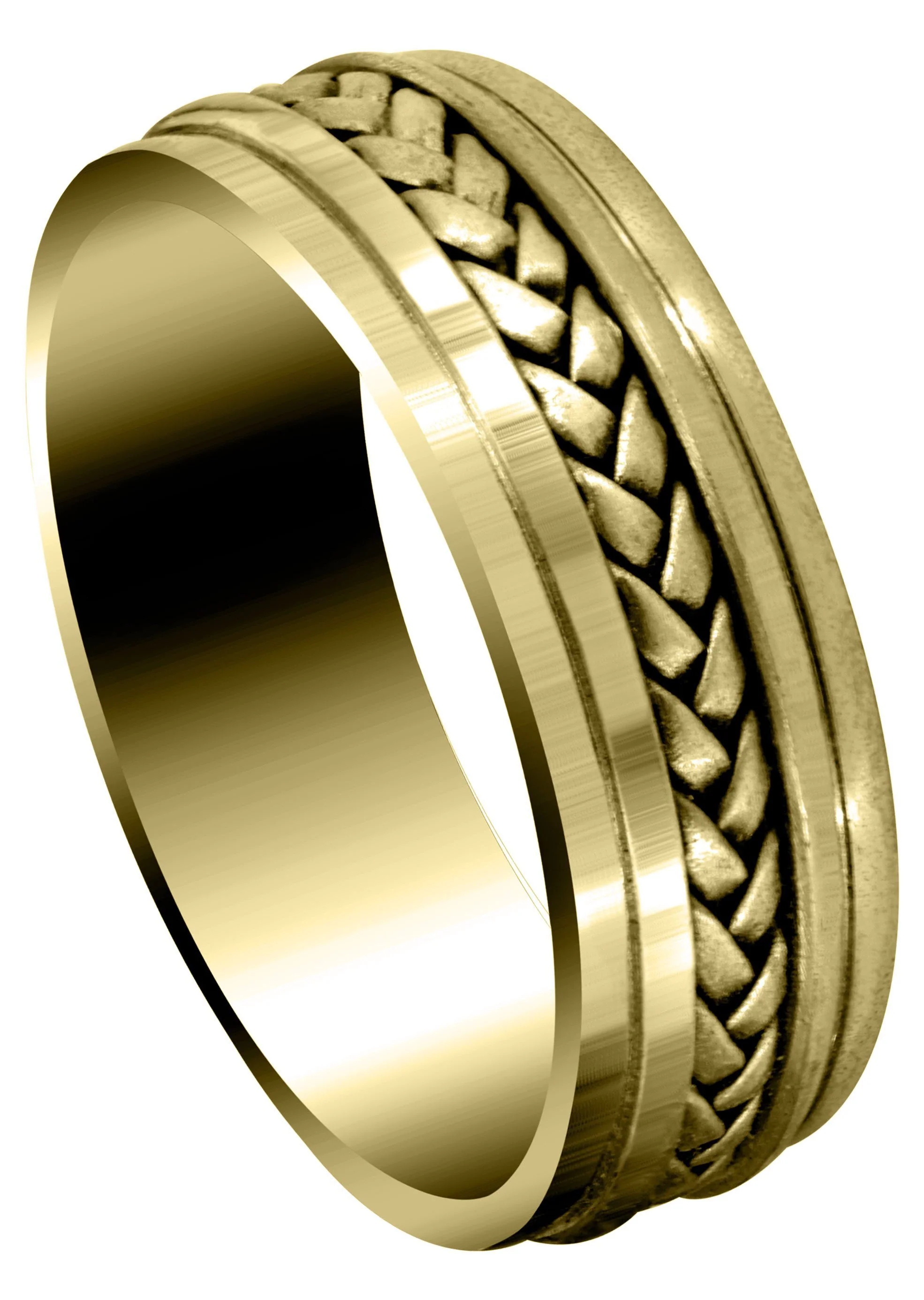 Yellow Gold Hand Woven Mens Wedding Band | Satin Finish (Cole)