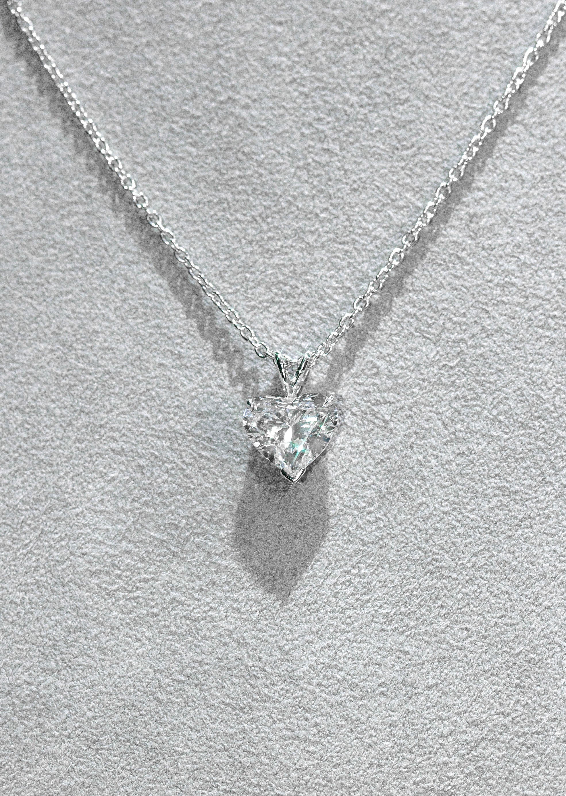 Women Jewelry - Diamond Necklace For Women | Lab Grown Heart Diamond Solitaire Pendant - Image 4
