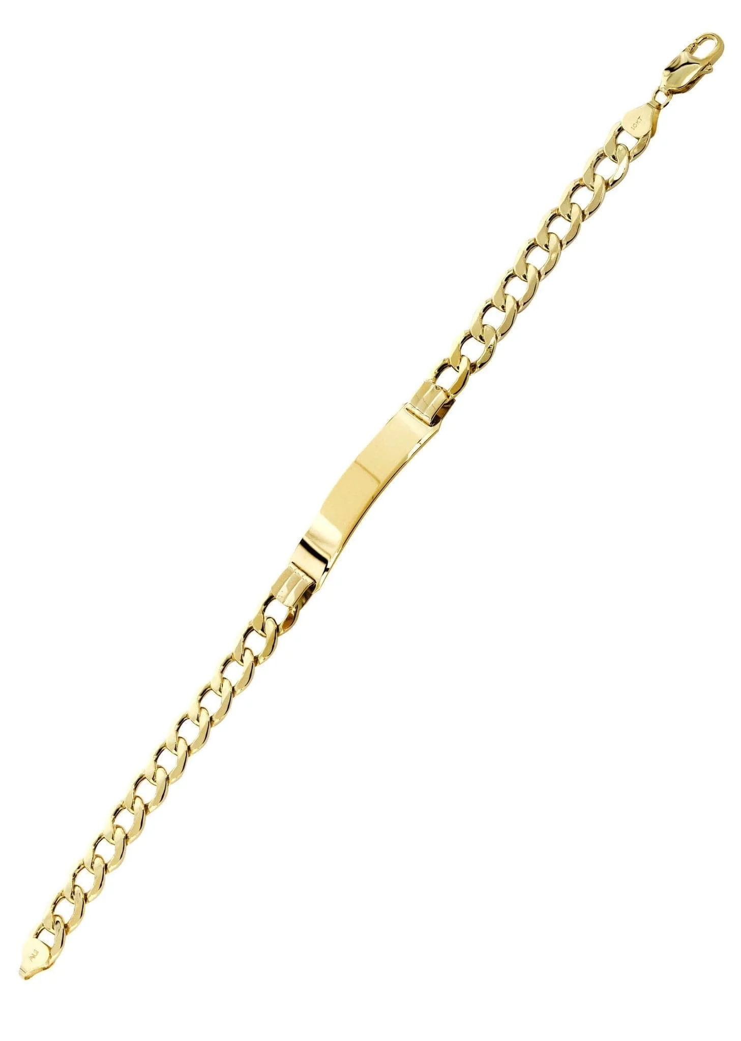 Semi Solid ID Cuban Bracelet 10K/14K Yellow Gold - Image 3