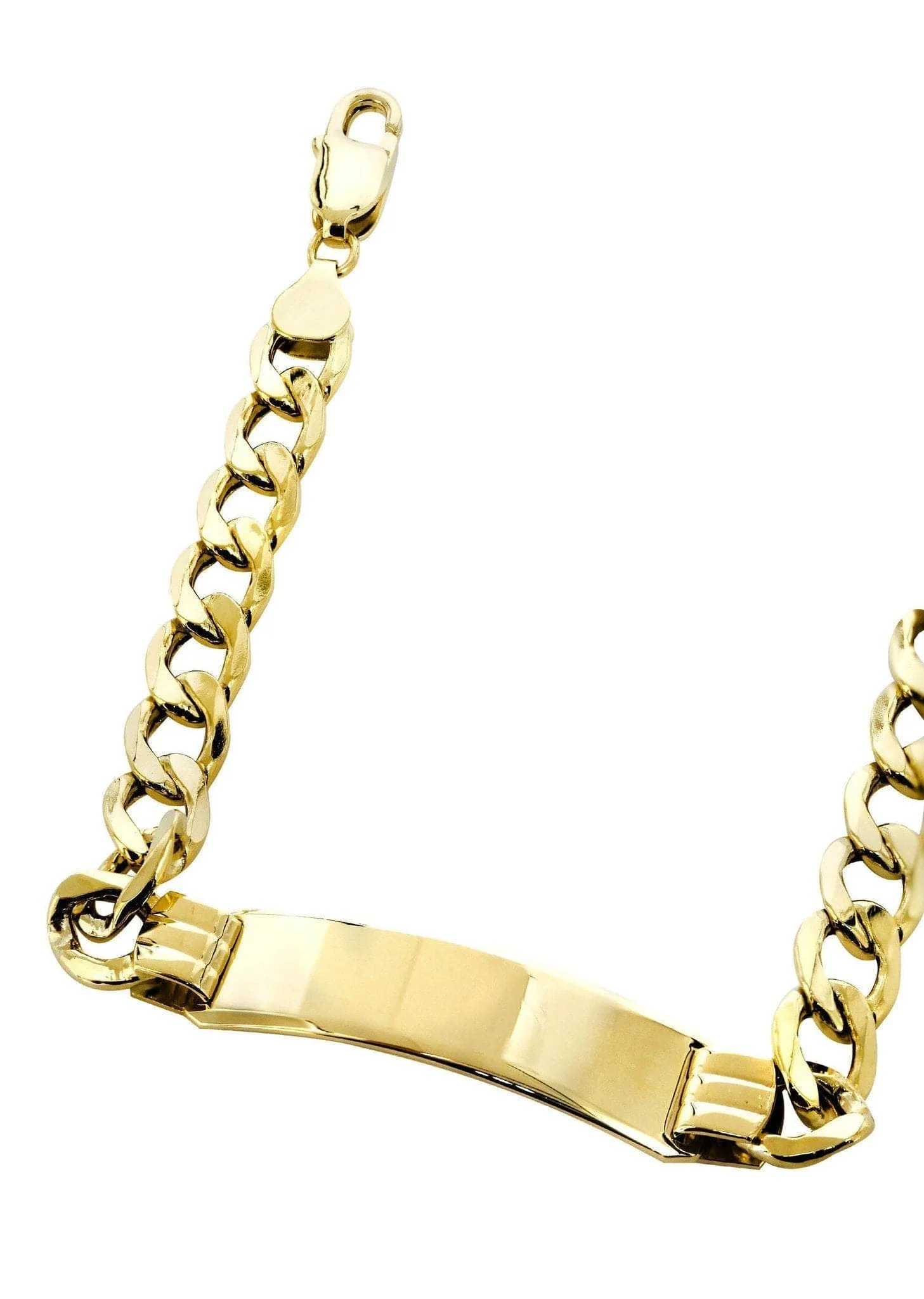Semi Solid  Women ID Cuban Bracelet 10K/14K Yellow Gold - Image 2
