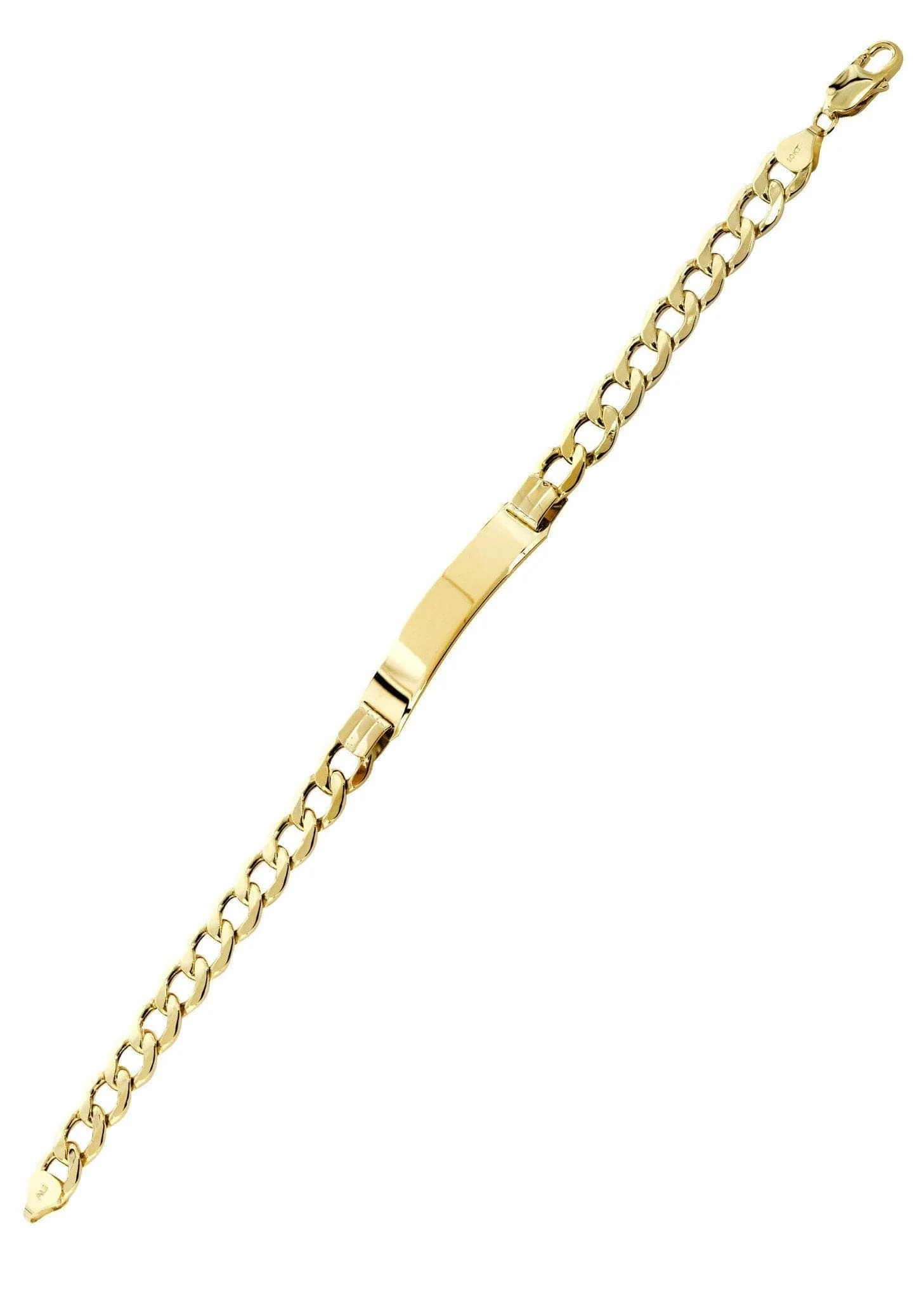 Semi Solid  Women ID Cuban Bracelet 10K/14K Yellow Gold - Image 3
