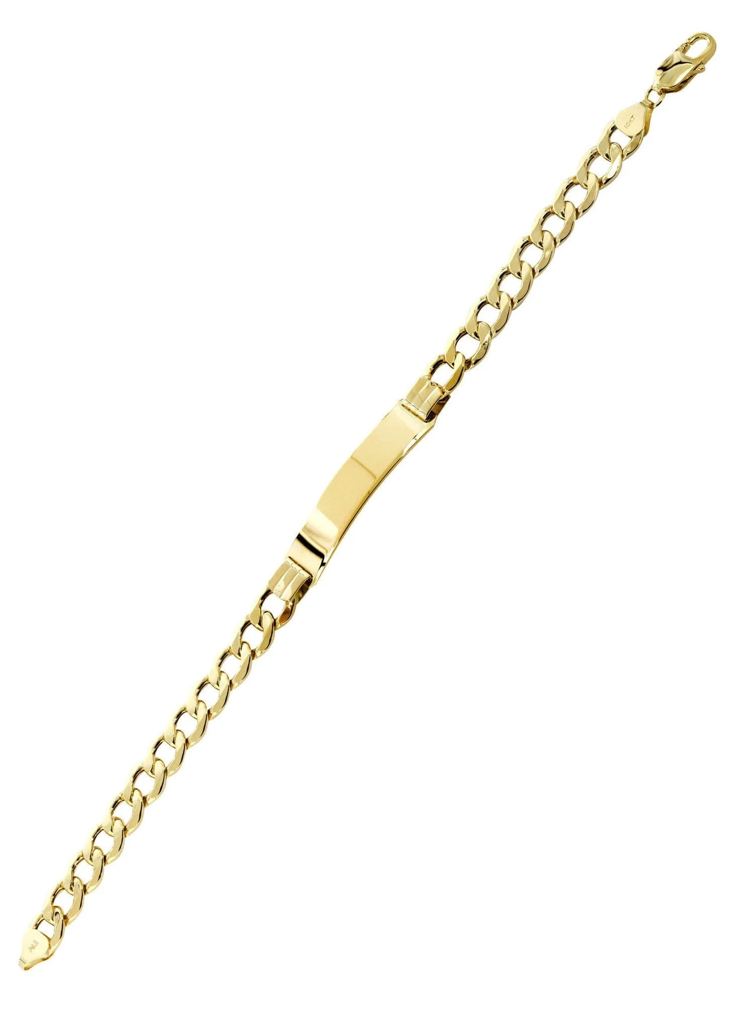 Semi Solid  Id Cuban Bracelet 10K Yellow Gold - Image 3