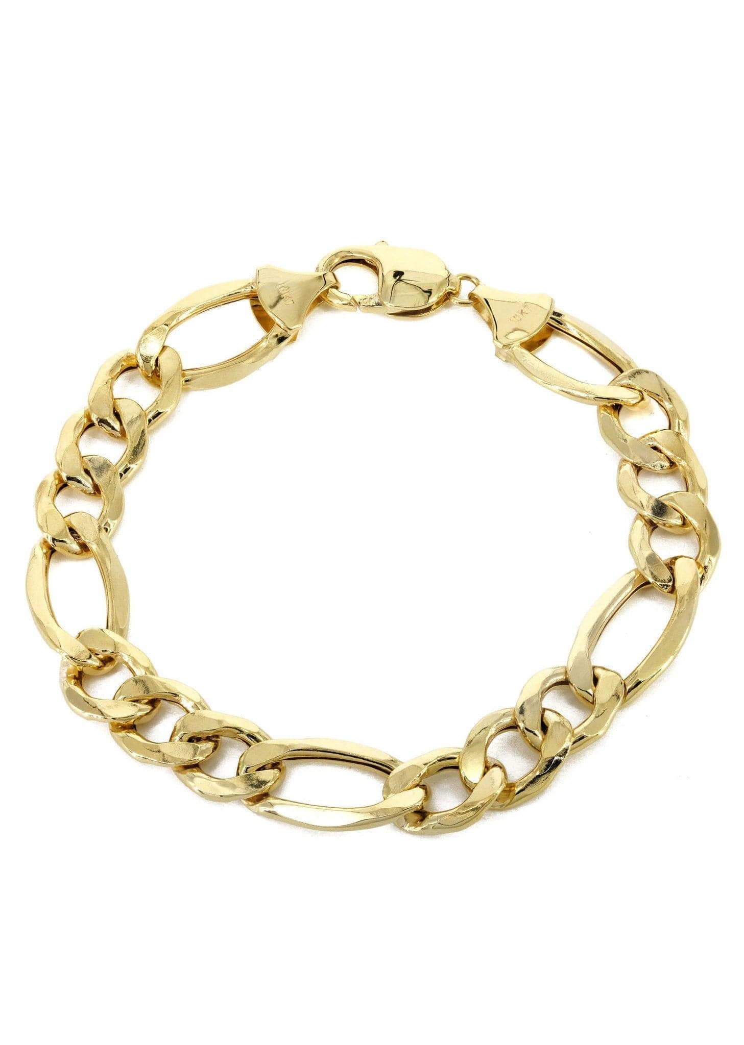 Semi Solid Mens Figaro Bracelet 10K/14K Yellow Gold