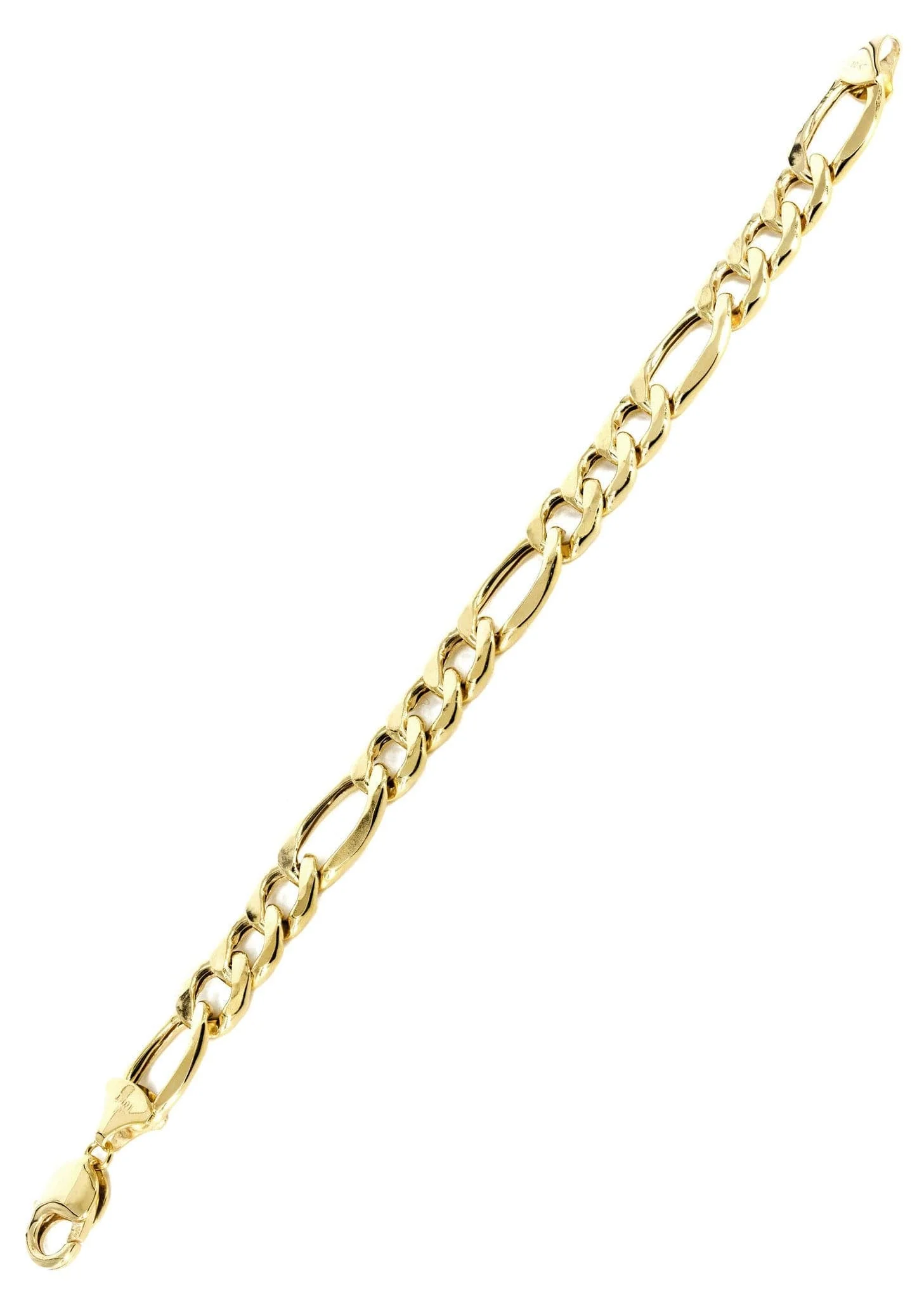 14K Gold Bracelet Semi Solid Figaro - Image 3