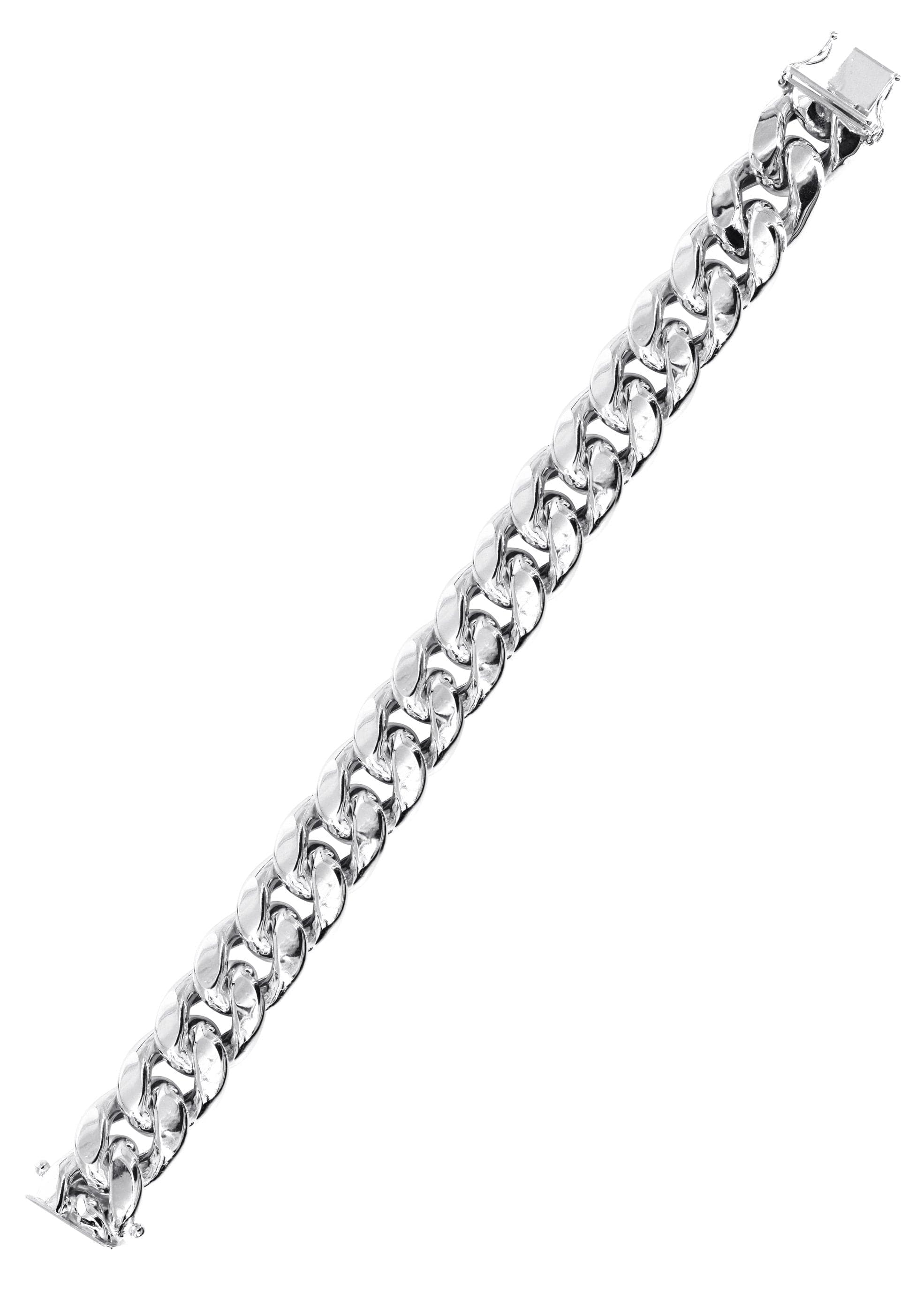 Semi Solid Mens Miami Cuban Link Bracelet 10K/14K White Gold - Image 3
