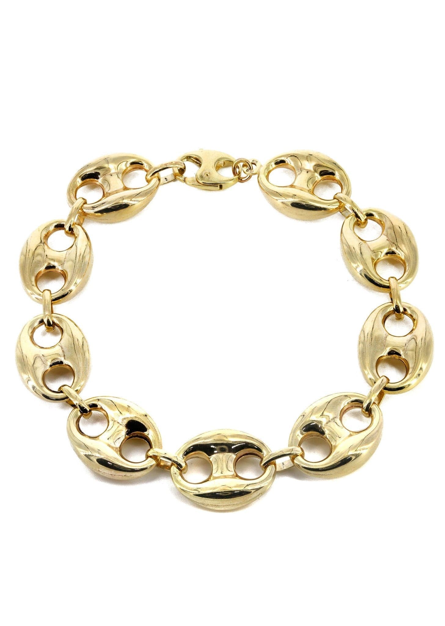 Semi Solid  Mens Puff Bracelet 10K/14K Yellow Gold