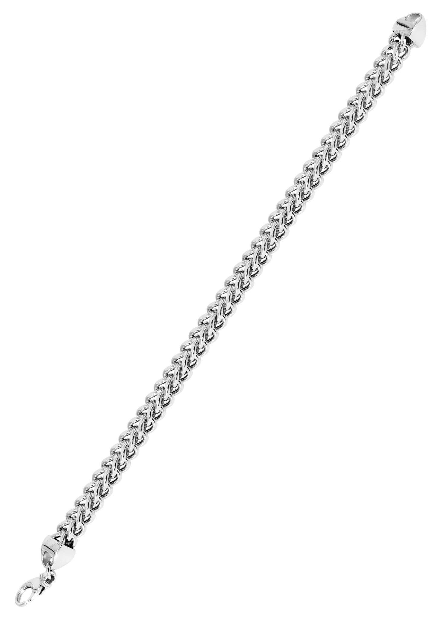Semi Solid  Mens Franco Bracelet 10K White Gold - Image 3