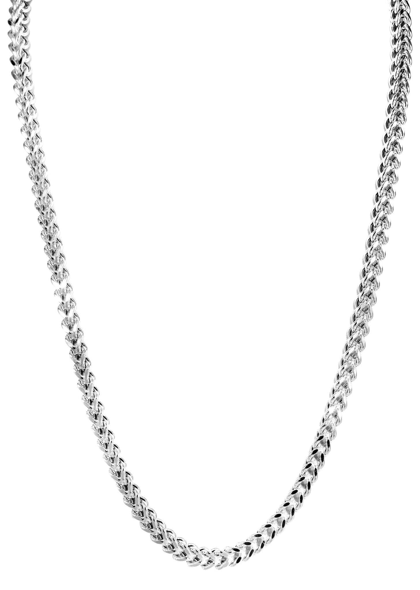 Mens Semi Solid  Franco Chain 10K White Gold - Image 3