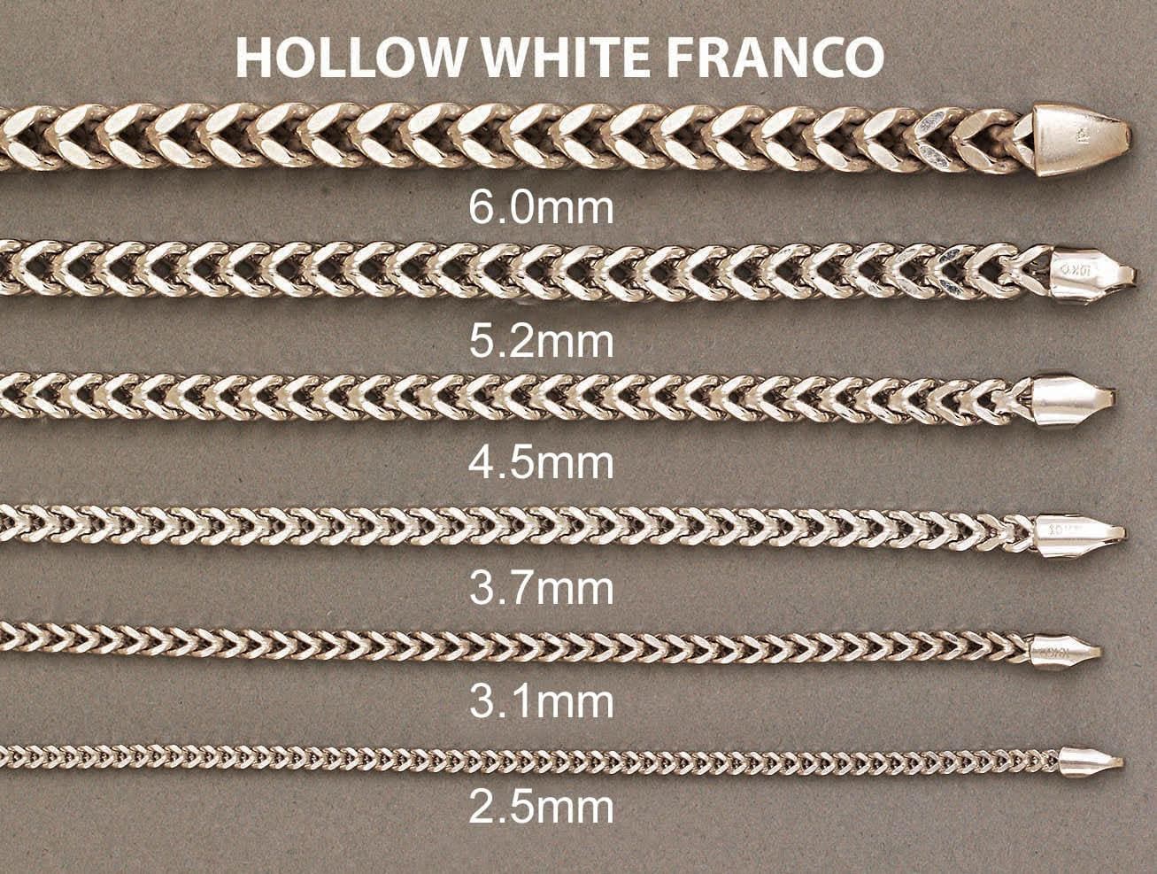 Mens Semi Solid  Franco Chain 10K White Gold - Image 5