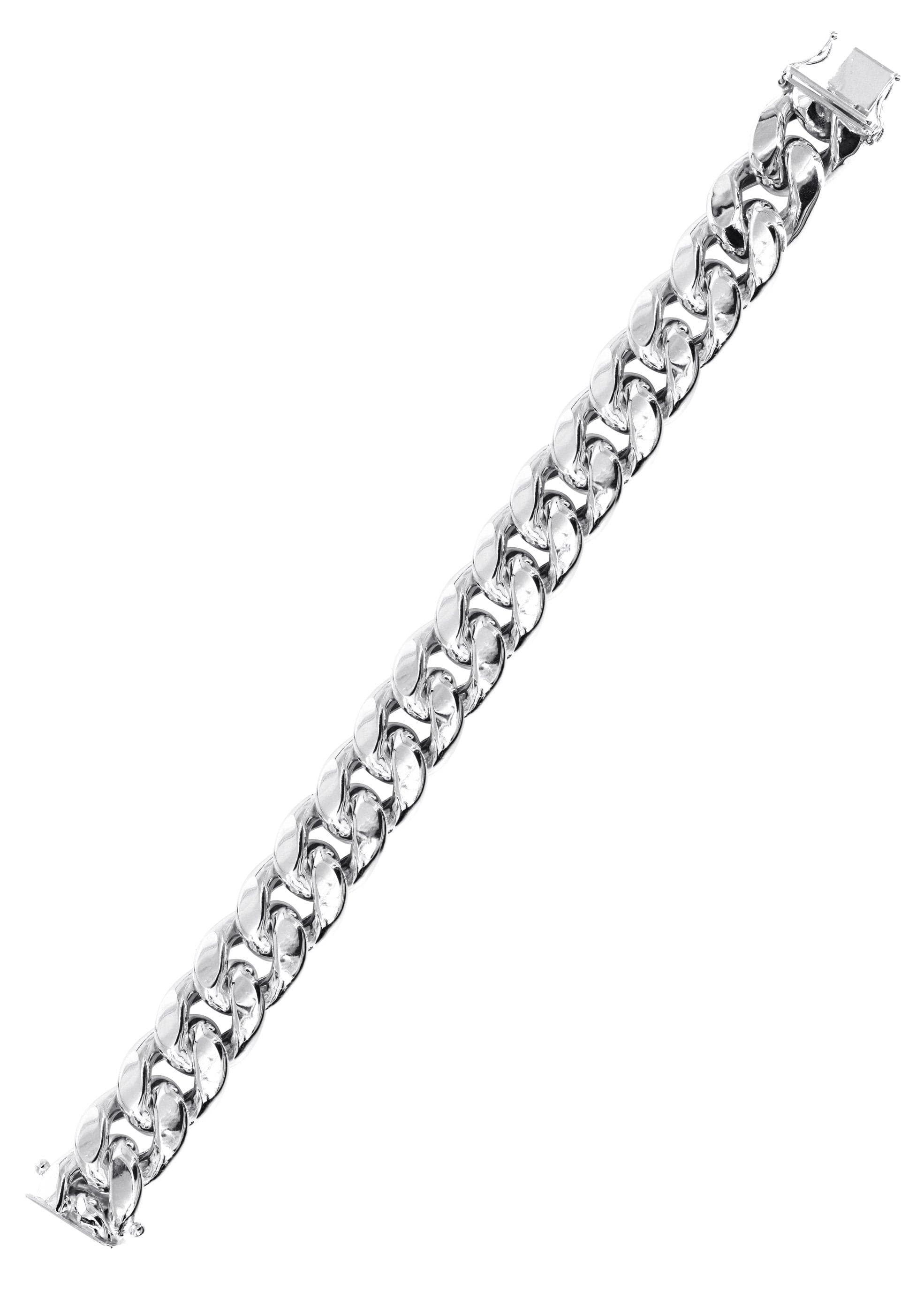 14K White Gold Bracelet Semi Solid  Miami Cuban Link - Image 3