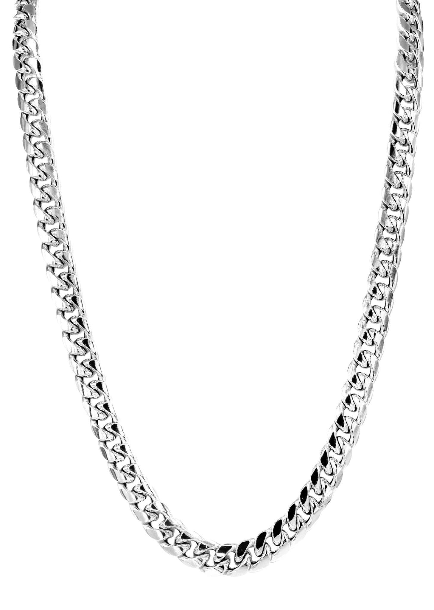 Mens Semi Solid  Miami Cuban Link Chain 10K White Gold - Image 3