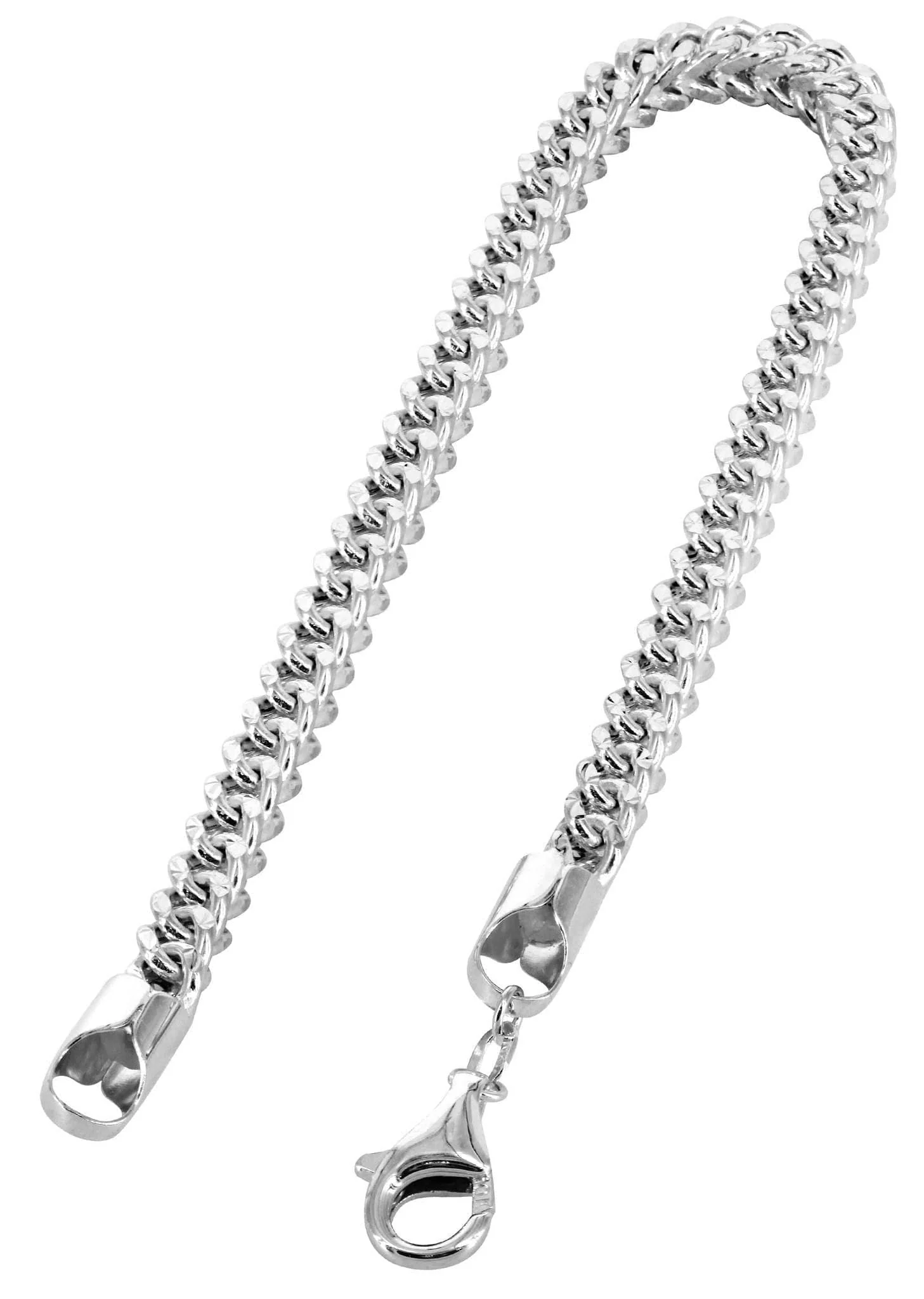 Semi Solid  Womens Diamond Cut Franco Bracelet 10K/14K White Gold - Image 2
