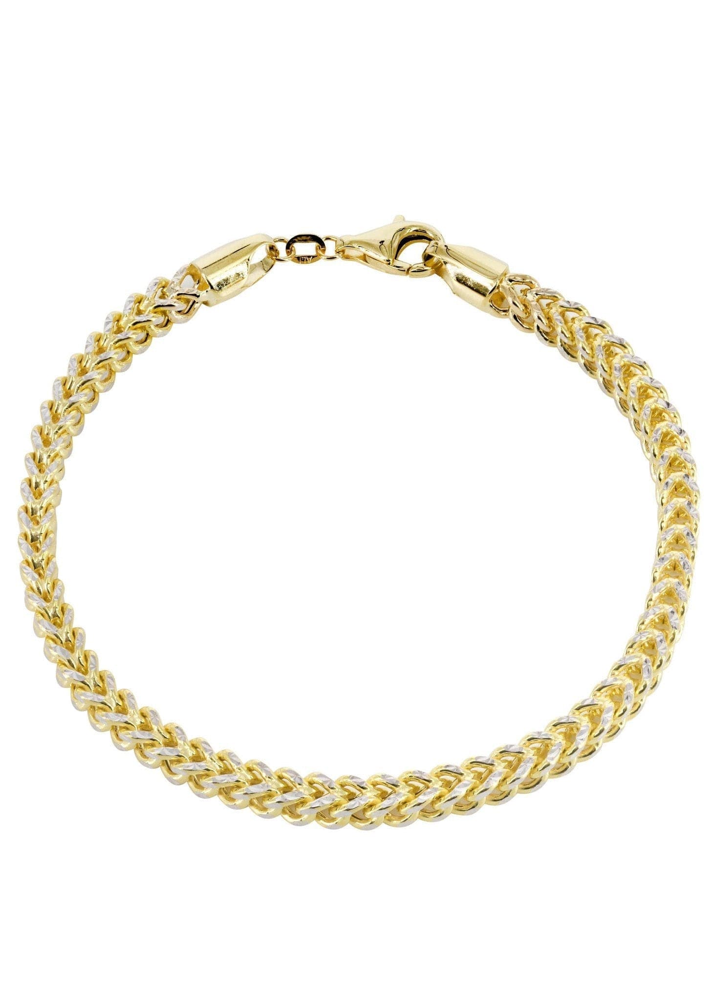 Semi Solid Womens Diamond Cut Franco Bracelet 10K/14K Yellow Gold