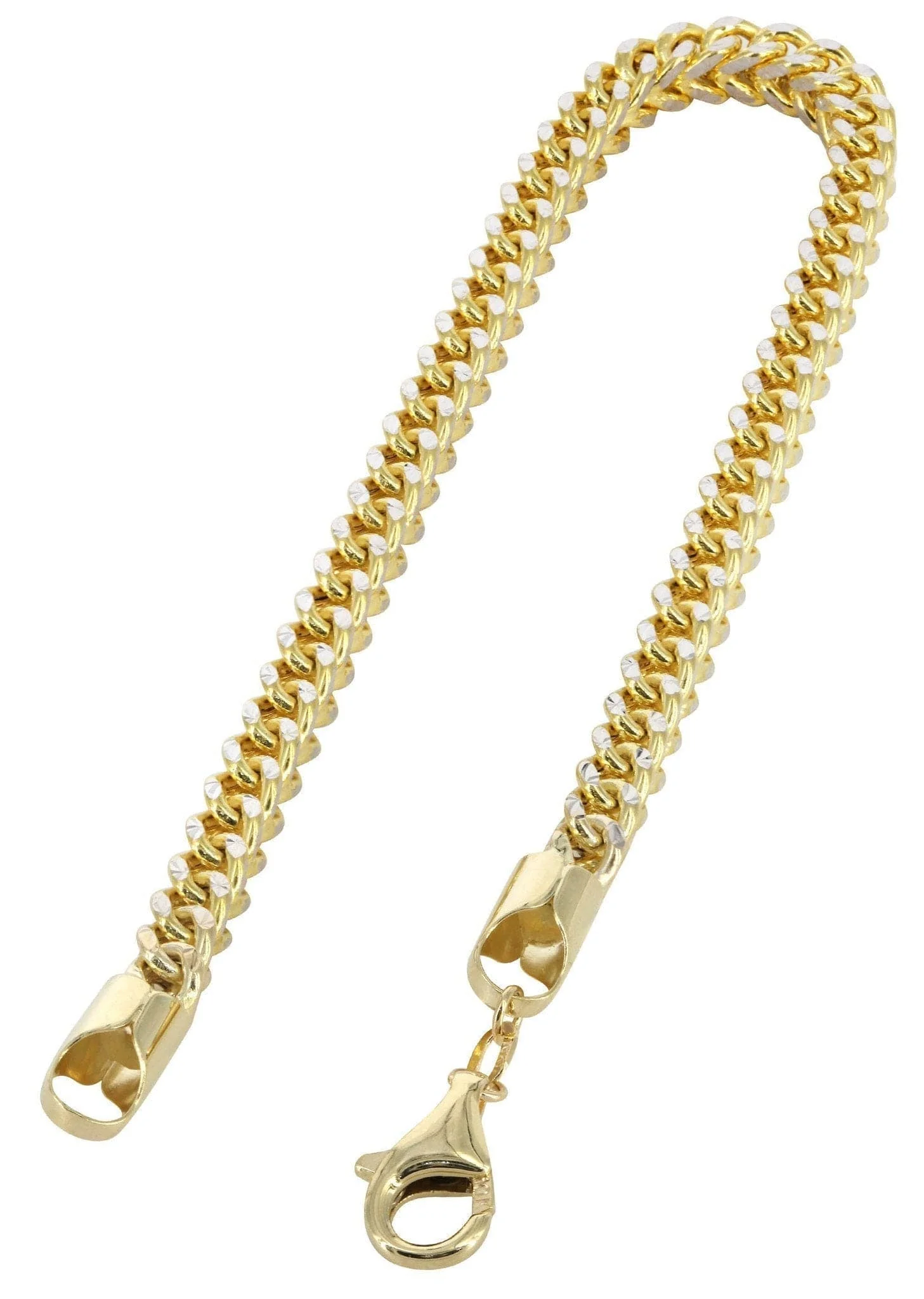 Semi Solid Womens Diamond Cut Franco Bracelet 10K/14K Yellow Gold - Image 2