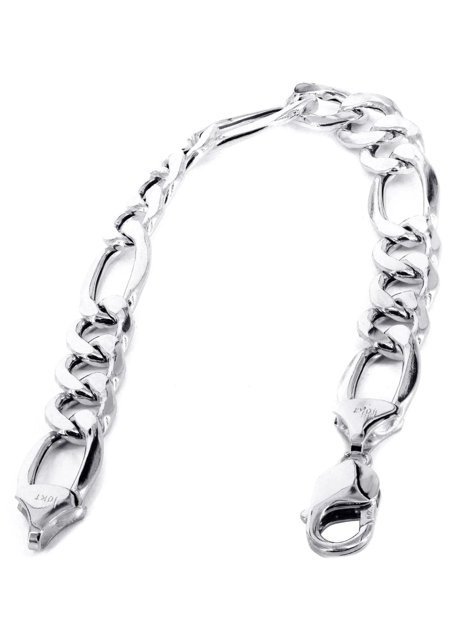 Semi Solid Womens Figaro Bracelet 10K/14K White Gold - Image 2