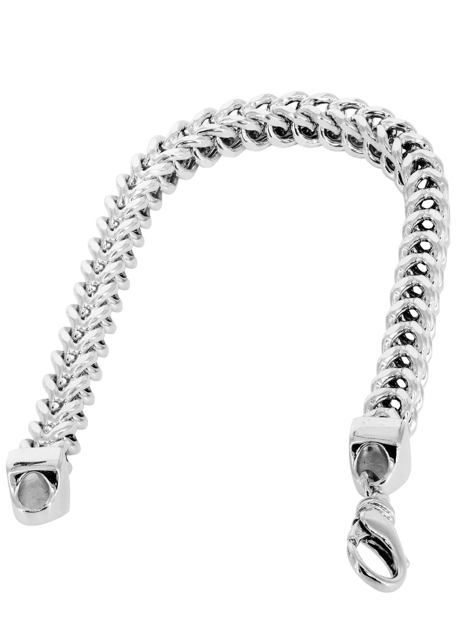 Semi Solid  Womens Franco Bracelet 10K/14K White Gold - Image 2