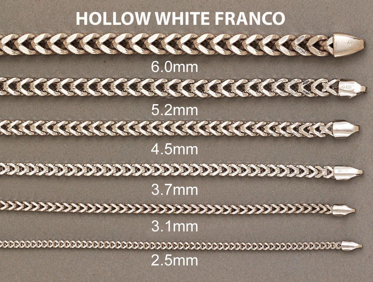 Semi Solid  Womens Franco Bracelet 10K/14K White Gold - Image 4