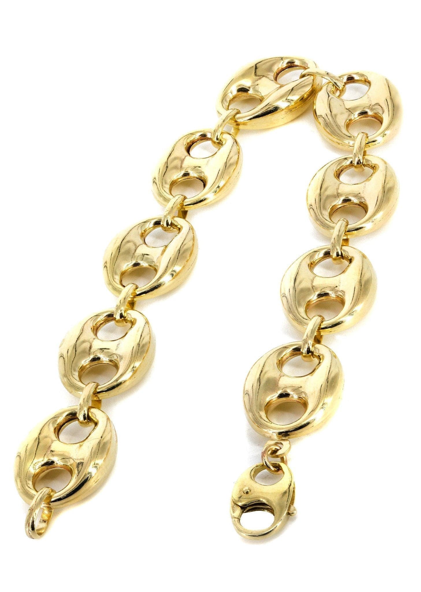 Semi Solid Womens Puff Bracelet 10K/14K Yellow Gold - Image 2