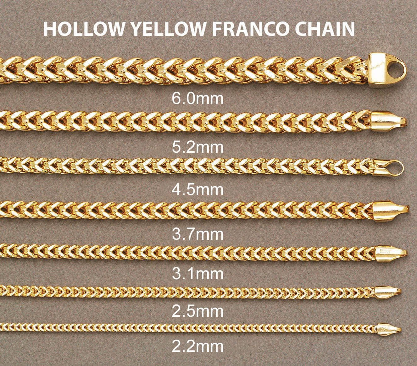 14K Gold Chain - Semi Solid Yellow Franco Chain - Image 5