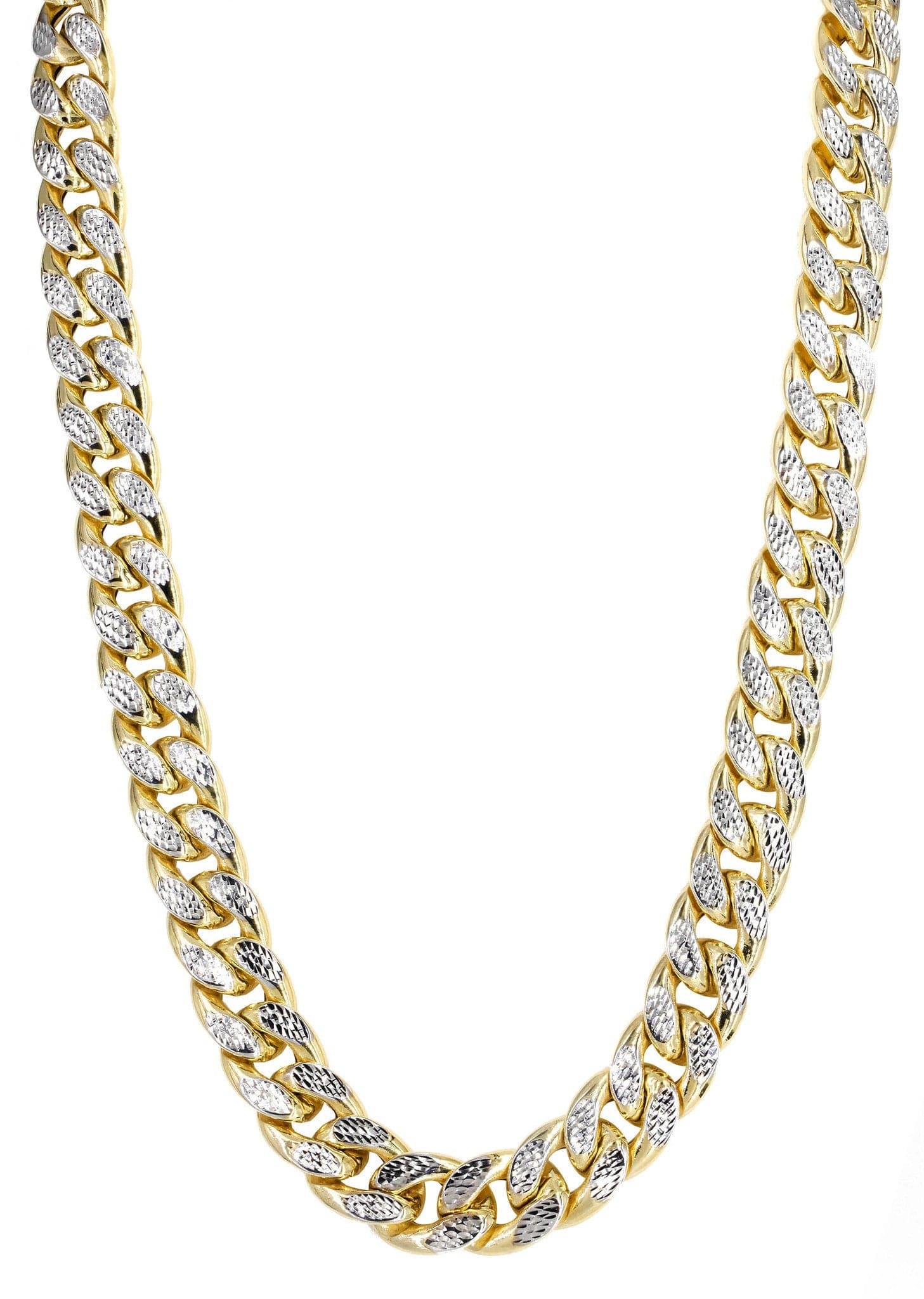Semi Solid Diamond Cut Miami Cuban Link Chain 14K Gold - Image 3