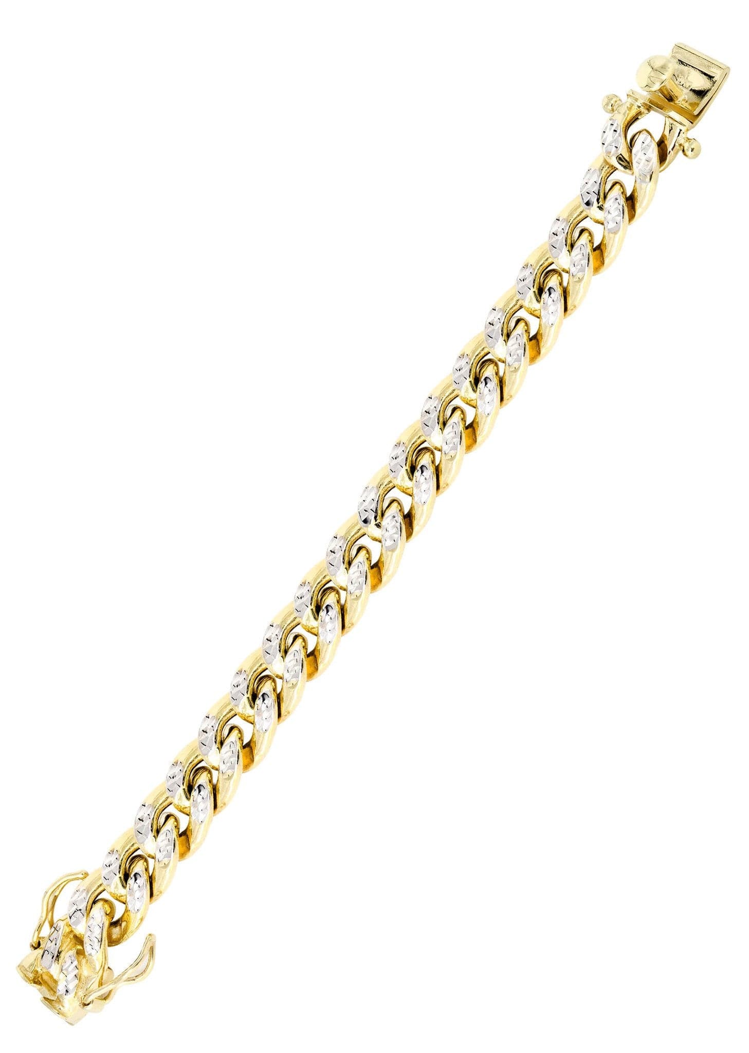 Semi Solid  Mens Diamond Cut Miami Cuban Link Bracelet 10K Gold - Image 3