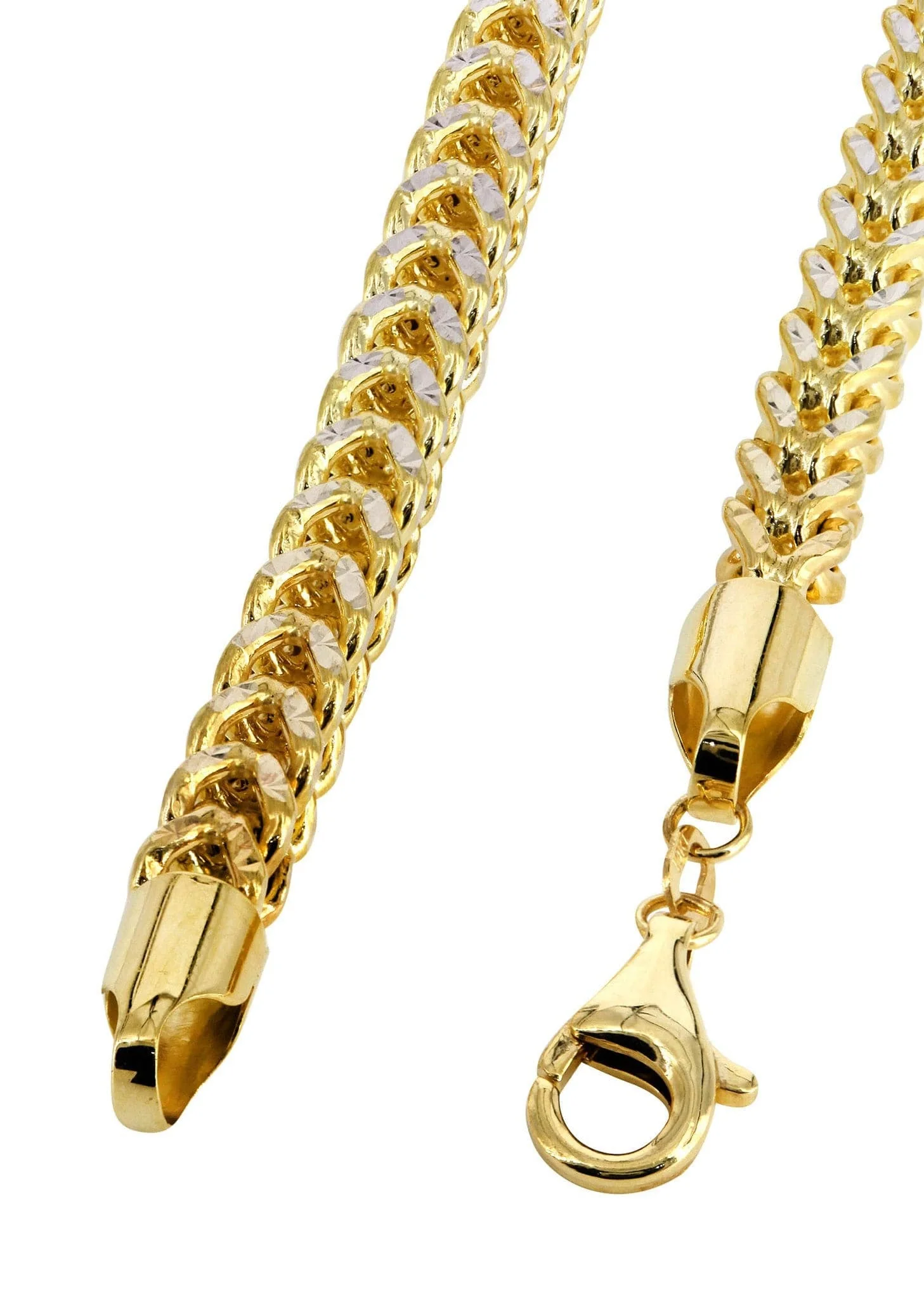 Mens Semi Solid  Diamond Cut Franco Chain 10K Gold - Image 4