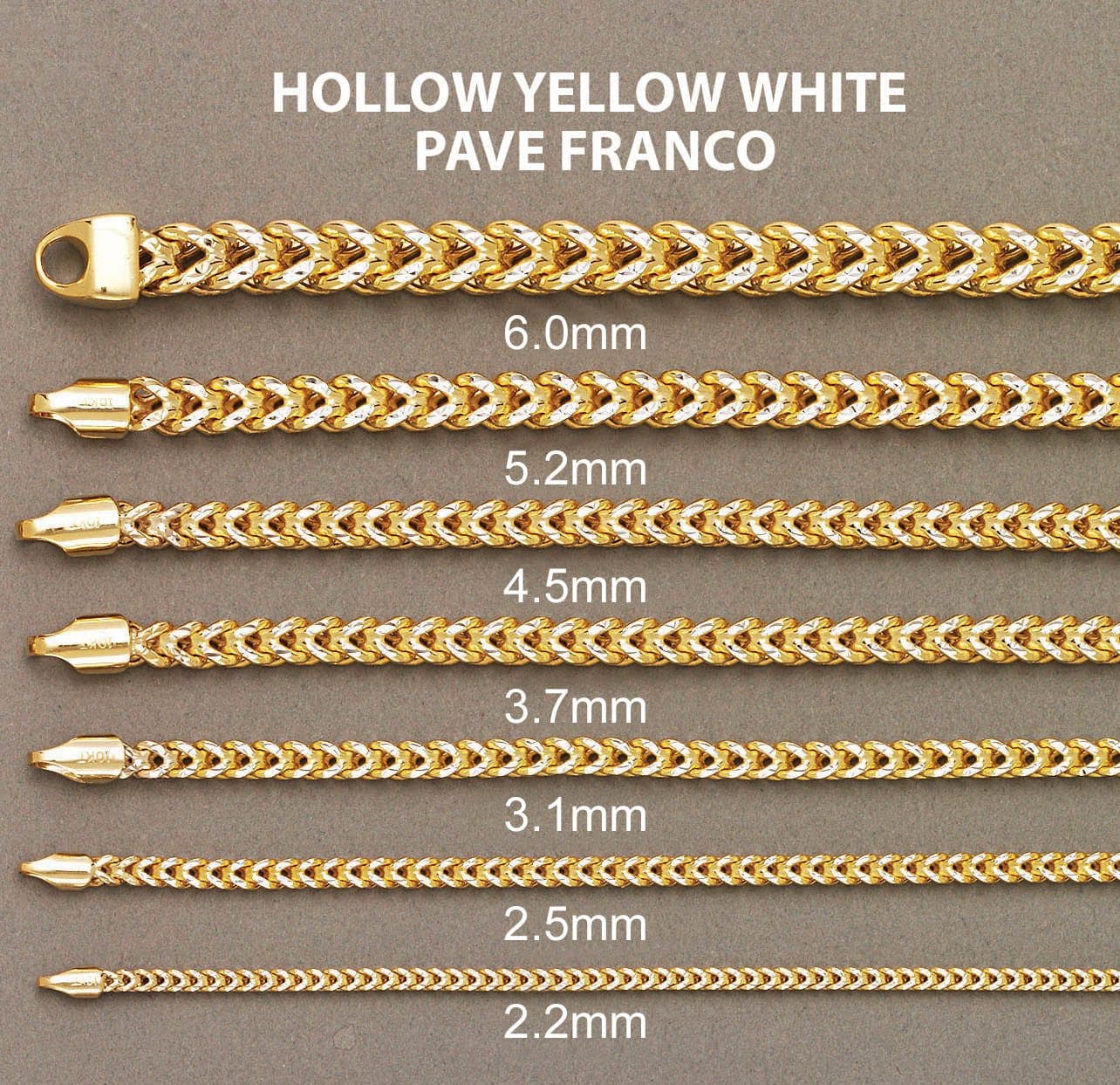 Mens Semi Solid  Diamond Cut Franco Chain 10K Gold - Image 5