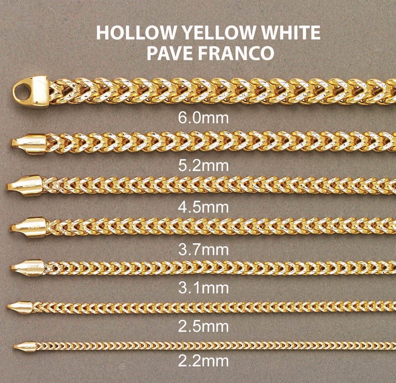 Semi Solid  Diamond Cut Franco Chain 14K Yellow Gold - Image 5