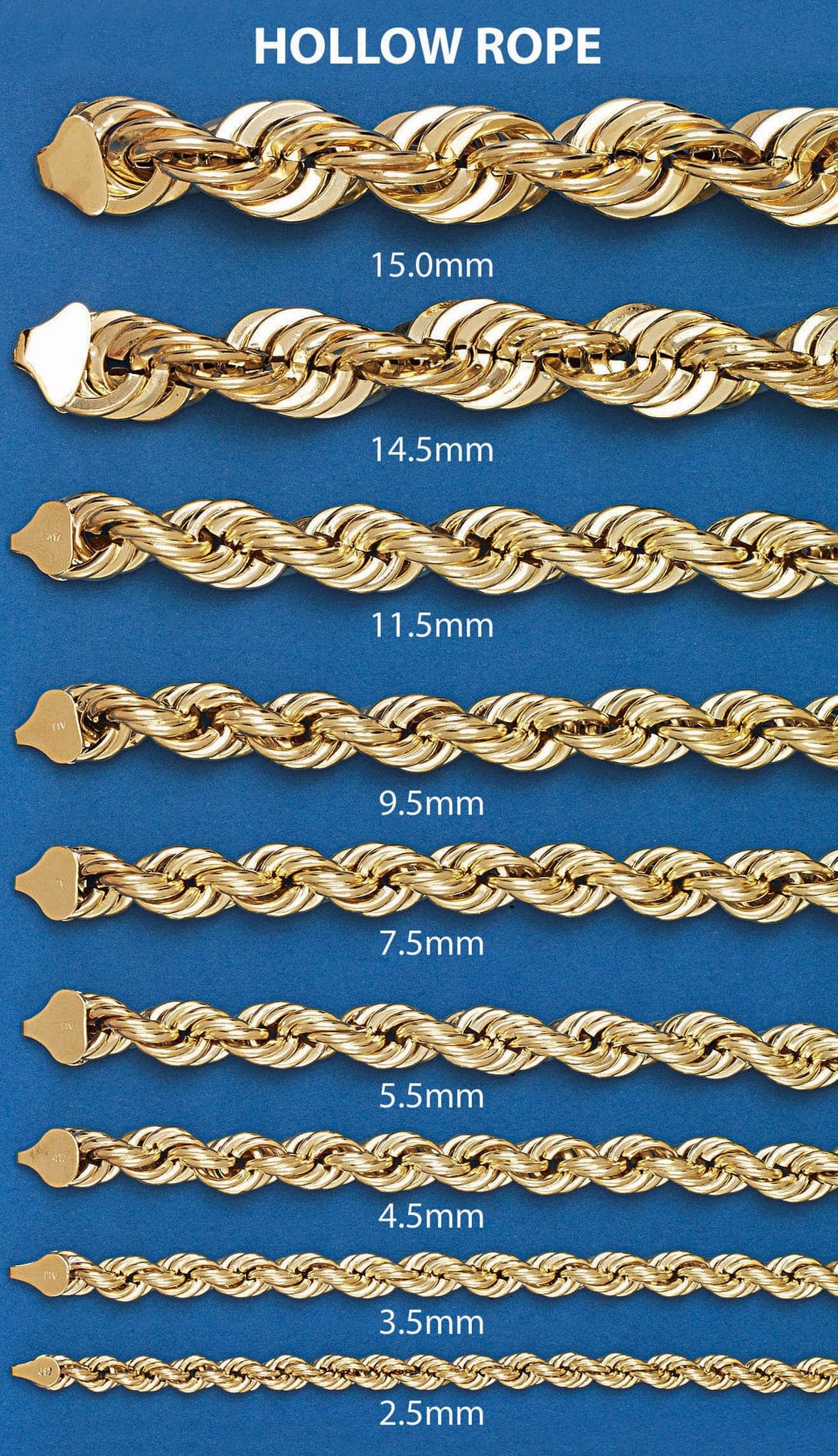 Mens Semi Solid  Rope Chain 10K Gold - Image 5