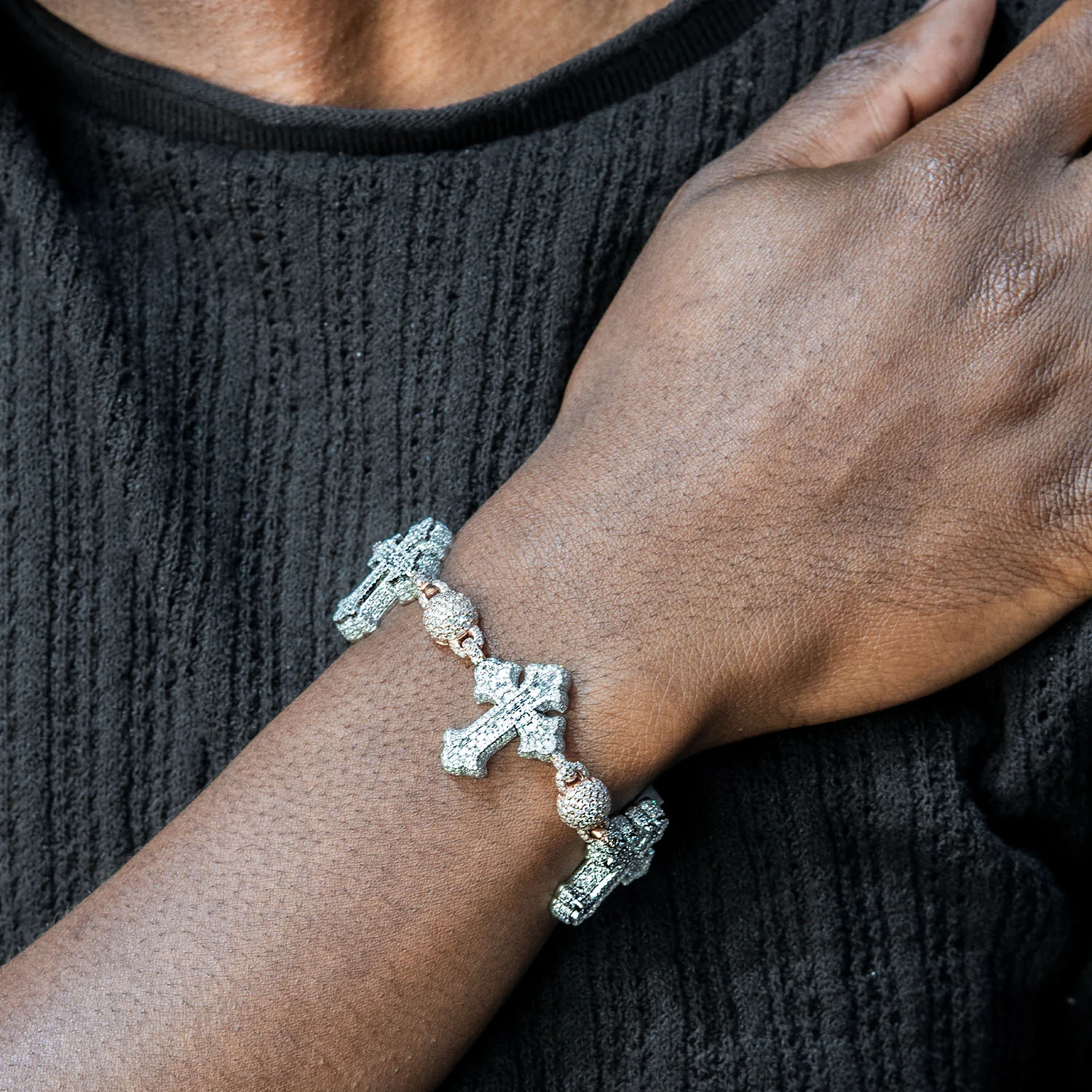 High End Jewelry - Iced Out Cross Bracelet - Image 4
