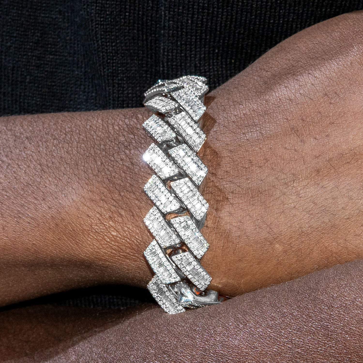High End Jewelry - Diamond Iced Out Cuban Baguette Bracelet - Image 2
