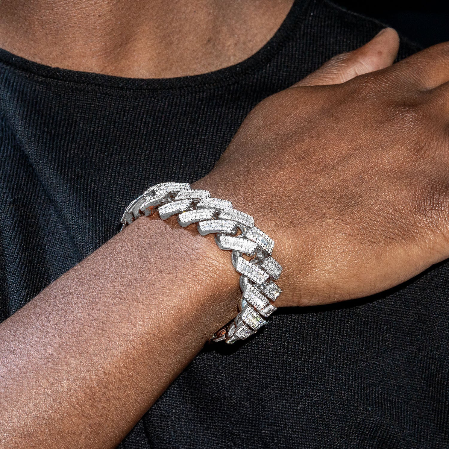 High End Jewelry - Diamond Iced Out Cuban Baguette Bracelet - Image 3