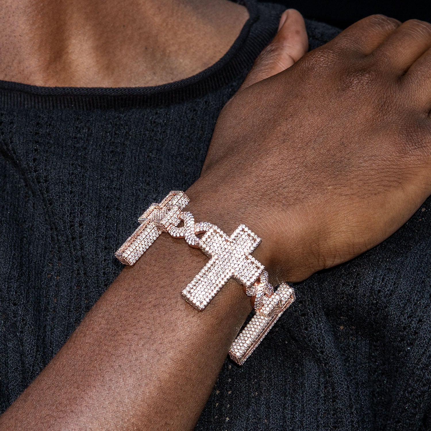 High End Jewelry - Iced Out Diamond Cross Bracelet - Image 4
