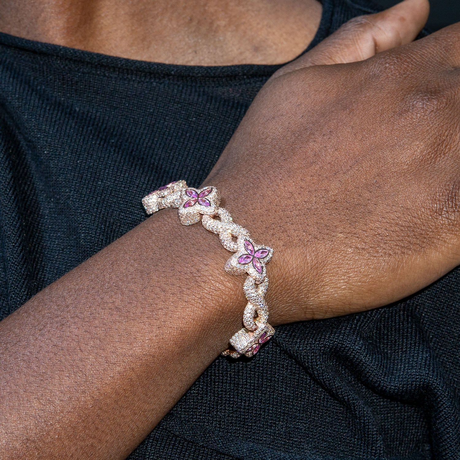 High End Jewelry - Iced Out Flower Bracelet - Image 2