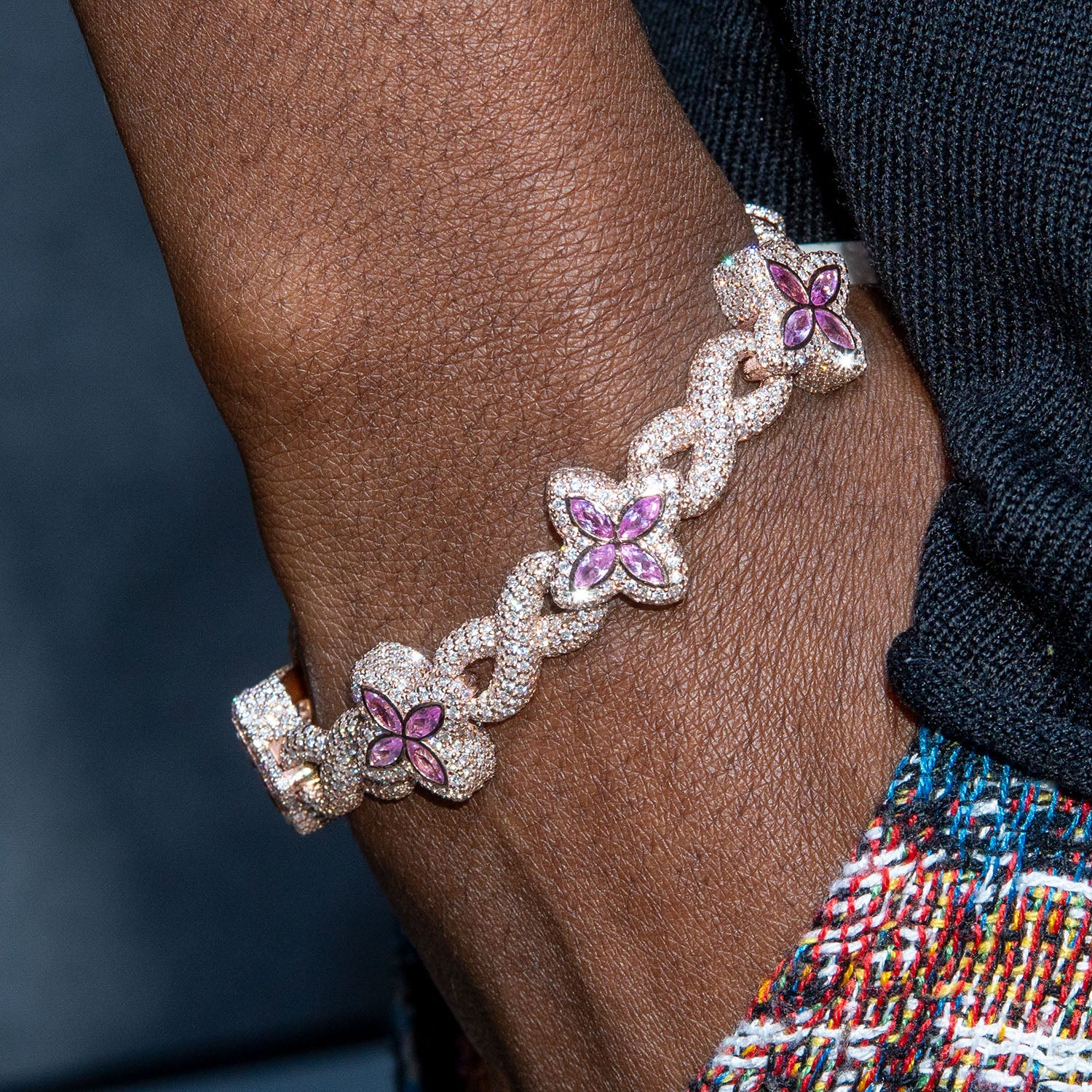 High End Jewelry - Iced Out Flower Bracelet - Image 3