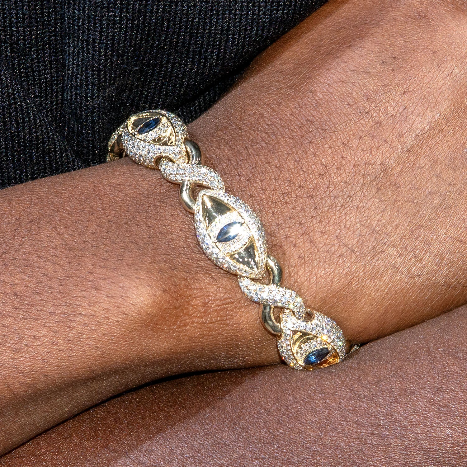 High End Jewelry - Iced Out Sapphire Evil Eye Bracelet - Image 4
