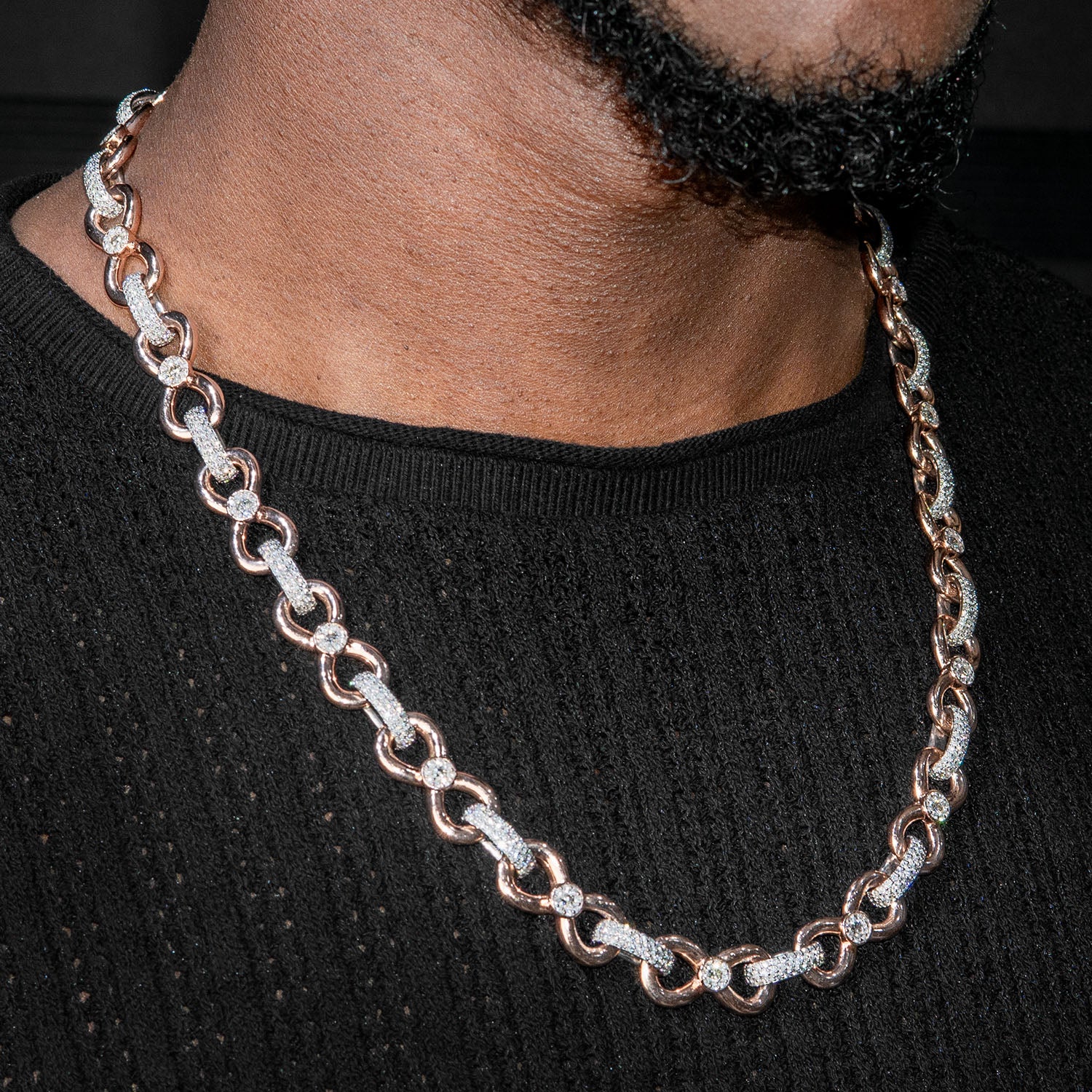 High End Jewelry - Diamond Rose Gold Tie Bow Link Chain - Image 2