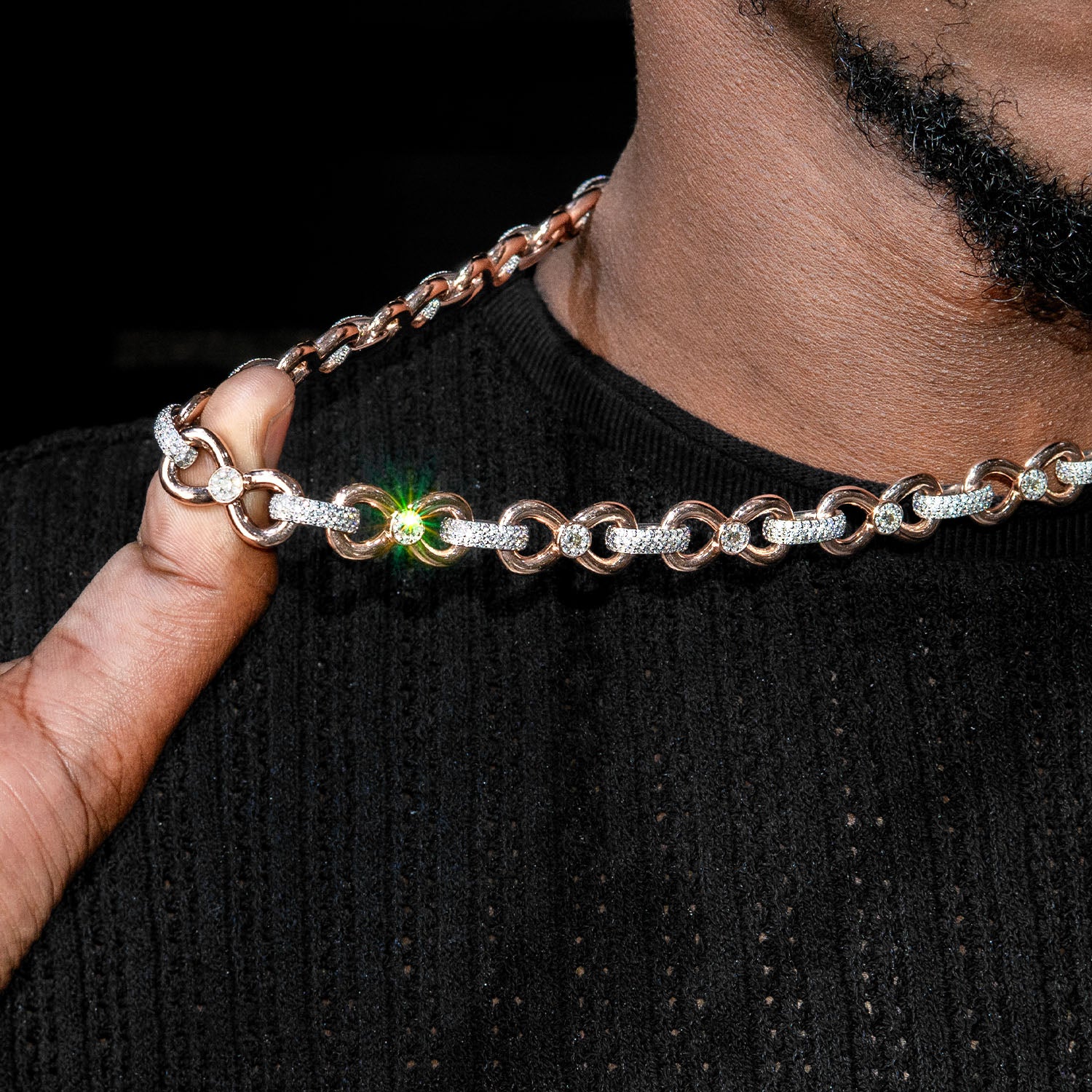 High End Jewelry - Diamond Rose Gold Tie Bow Link Chain - Image 3