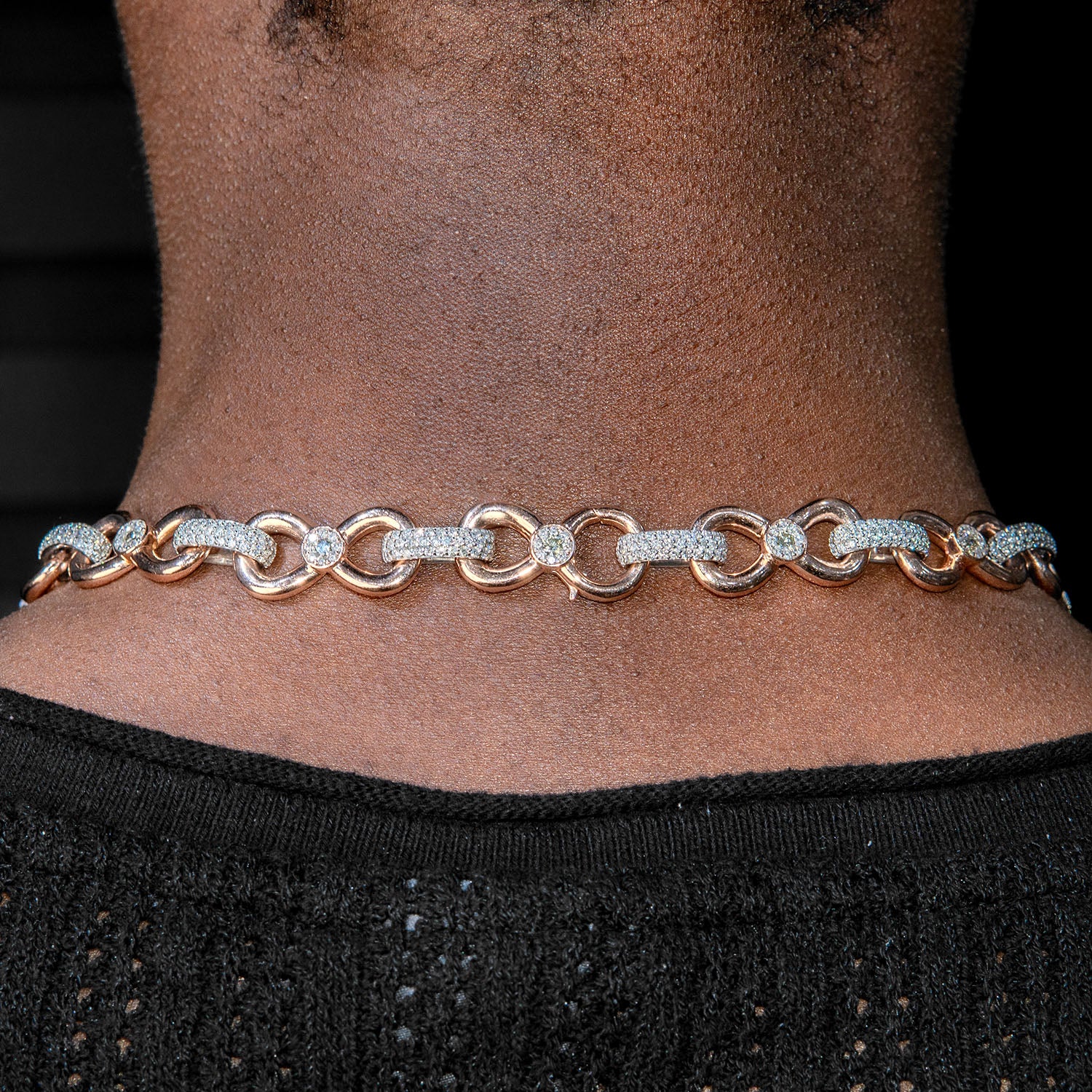 High End Jewelry - Diamond Rose Gold Tie Bow Link Chain - Image 4
